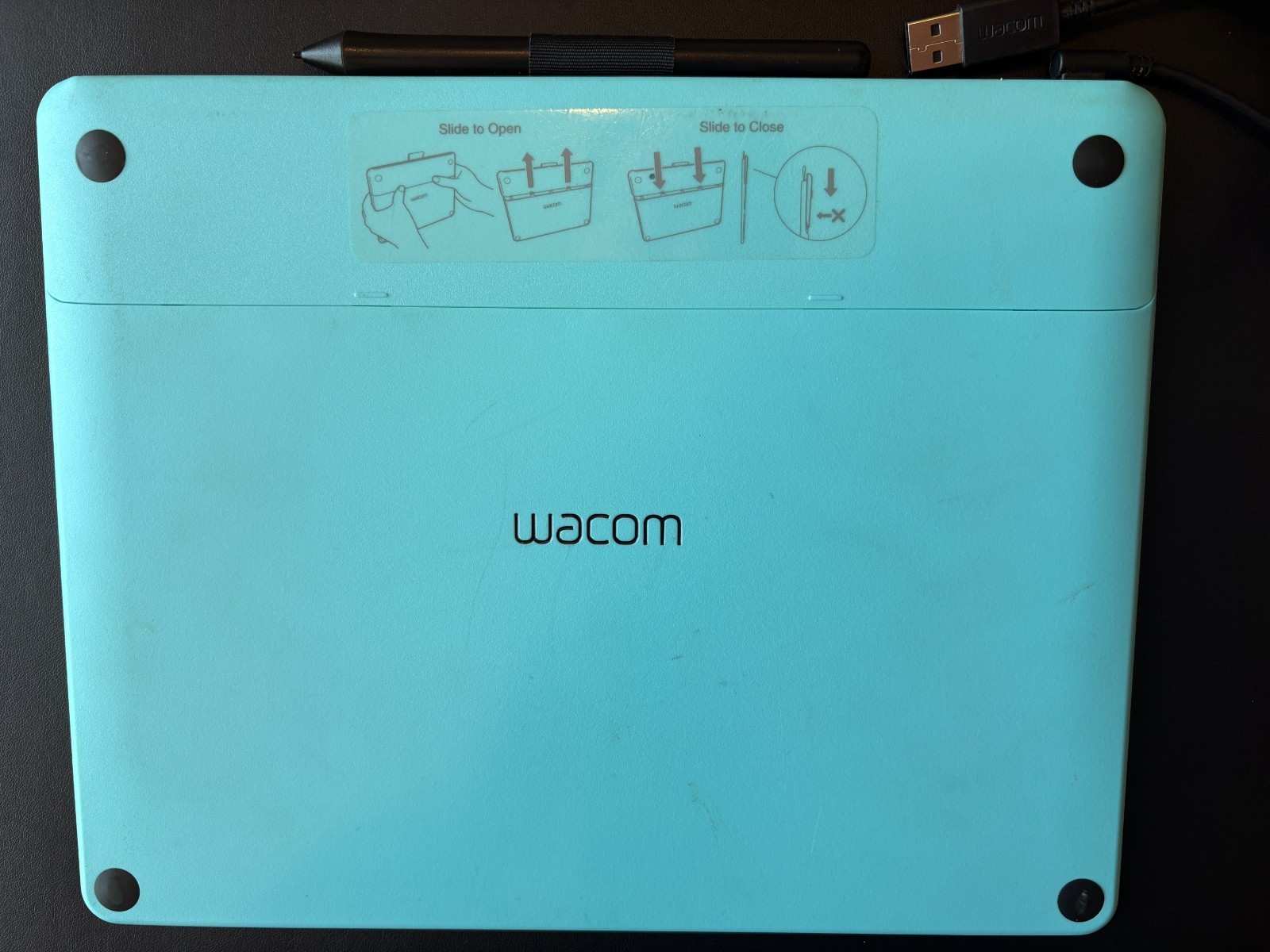 Wacom Intuos CTH-690 Medium Pen & Touch Tablet Blue w/ LP-190 Pen USB Cable Test