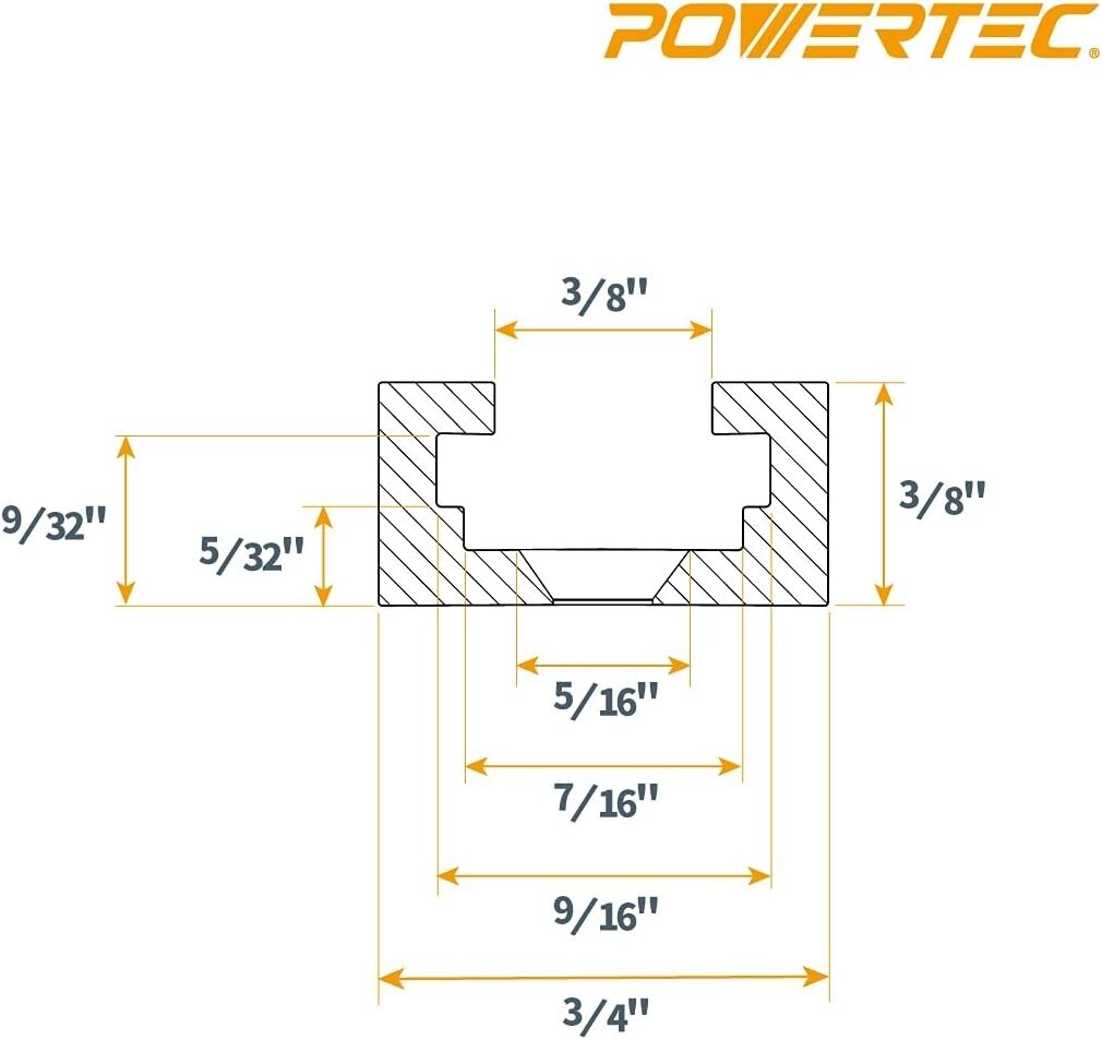 POWERTEC 71704 T-Track Intersection Kit with Mounting Screws, 2 Sets