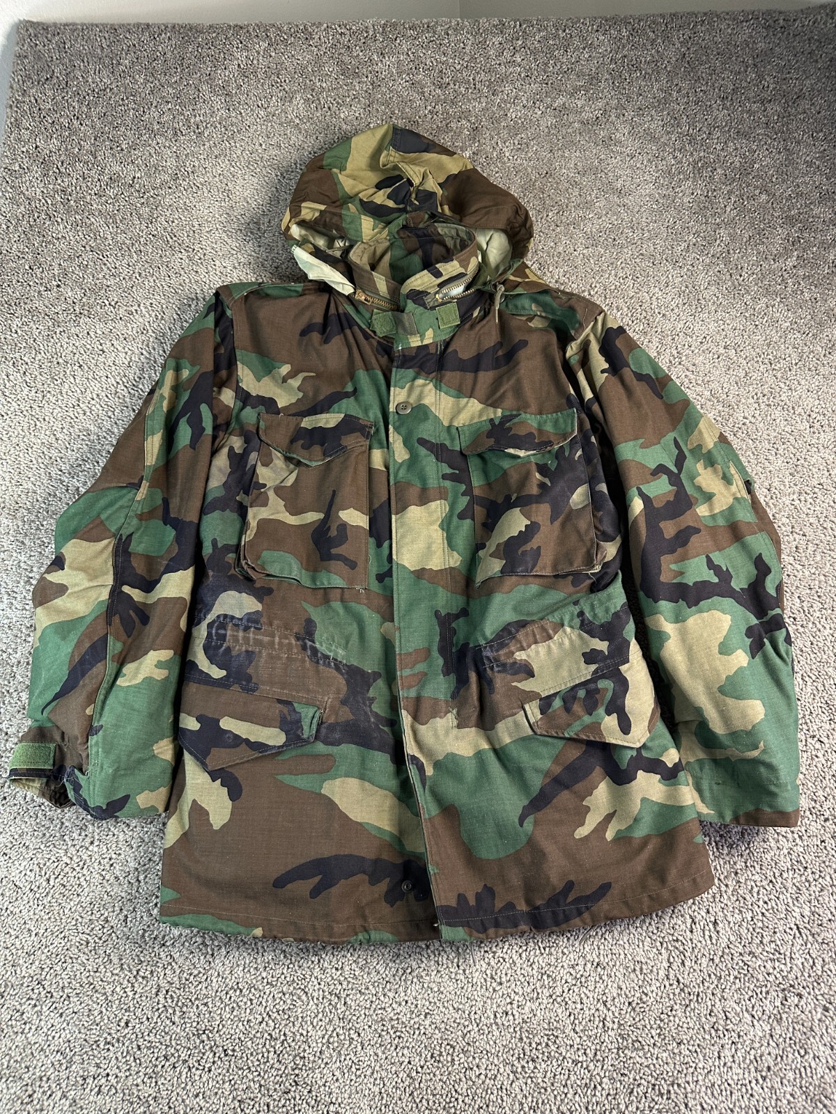 VTG Army Coat Cold Weather Field Camouflage Mens S Regular DLA-100-83-C-C426