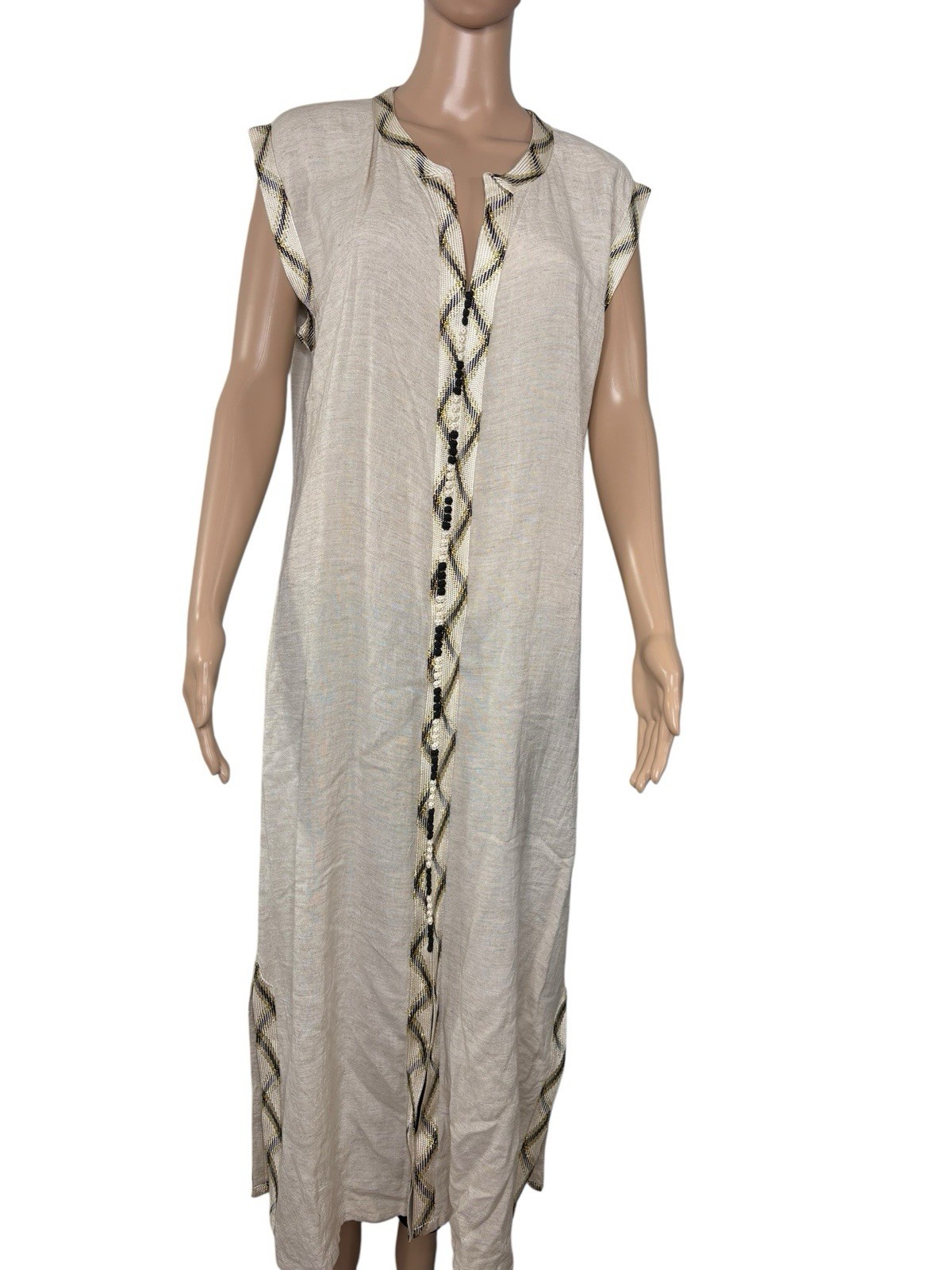 Ethiopian Traditional Dress Habesha Kemis Winter Beige Handwoven Linen