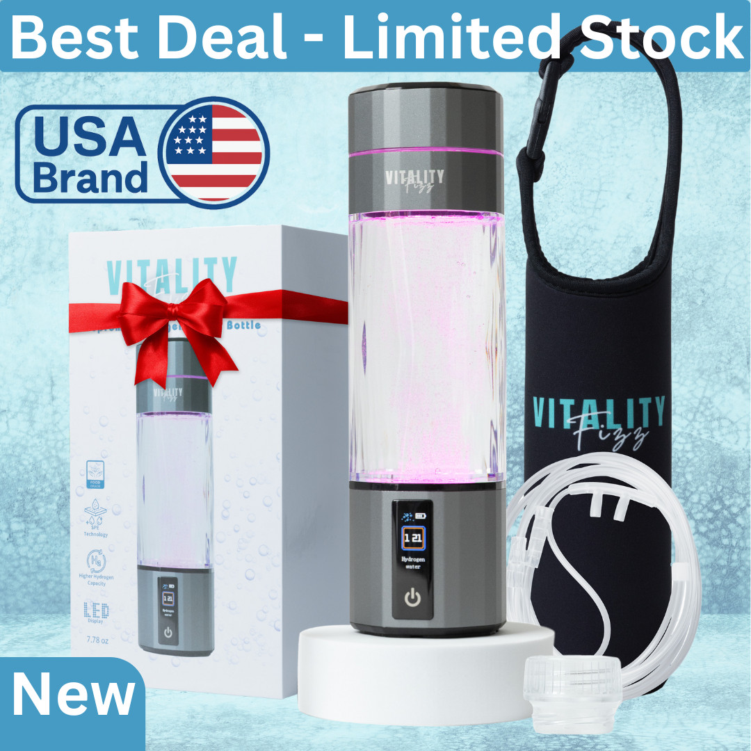 Open Box Vitality Fizz Hydrogen Bottle w/ Inhaler Kit | 6000+ PPB | SPE/PEM Tech