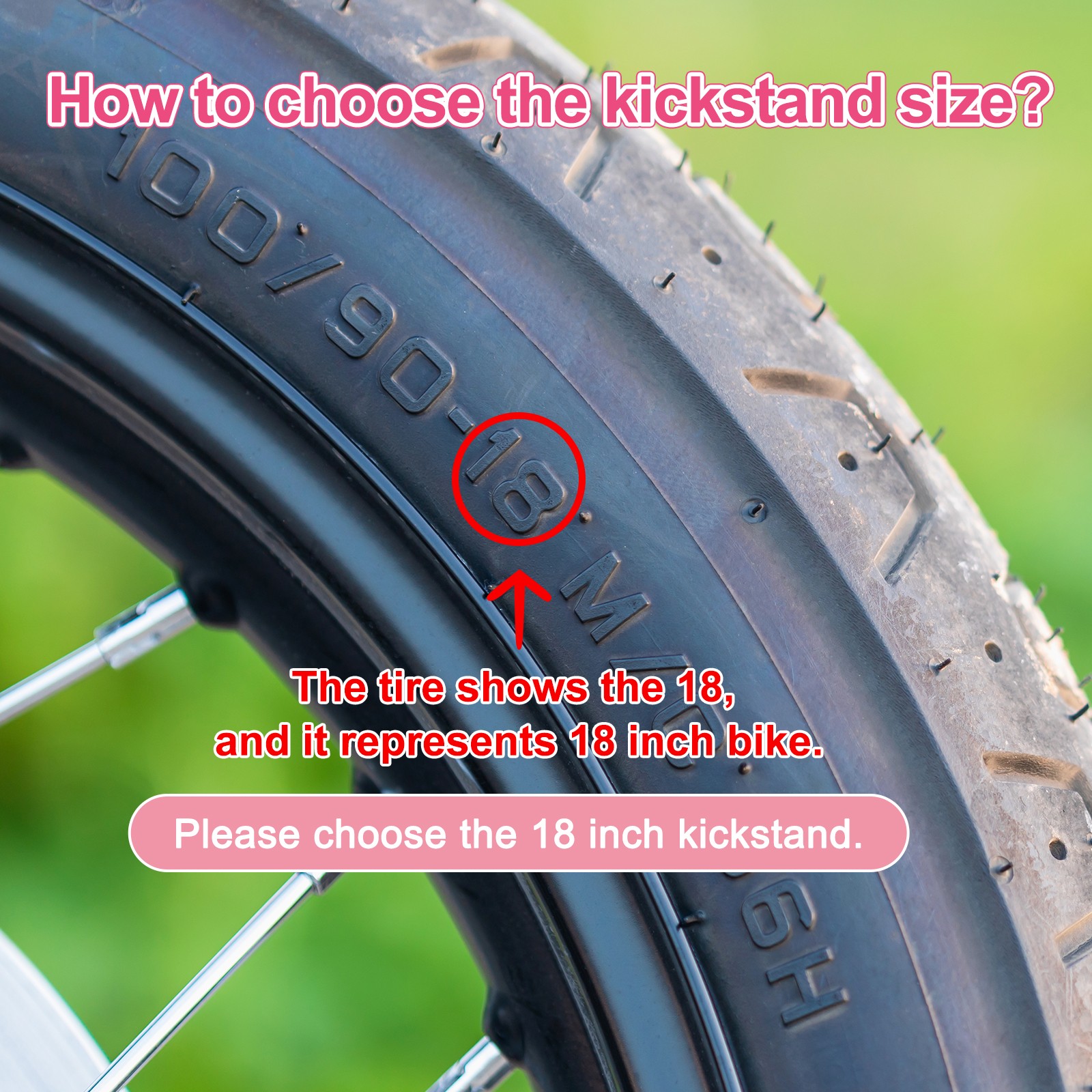 Bike Kickstand for 20 inch Wheel Rear Mount Stand with Screw Washer, Pink