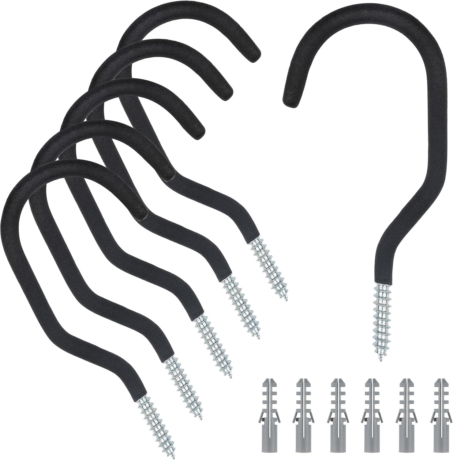 KURUI Road Bike Hooks for Garage Wall, 6 Pack Heavy Duty 6 Inch, Black