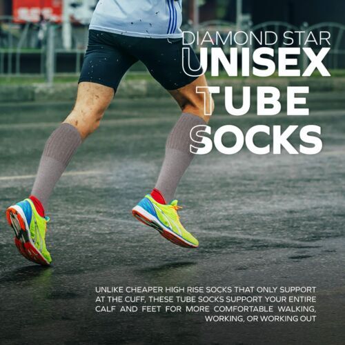 6-12-18 Pairs Men's Grey Tube Socks Over The Calf Sport Cotton Socks Big &Tall