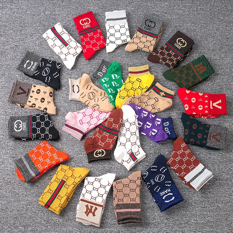 3 Pairs Women Ankle Crew Socks Trendy Logo Street Comfort Causal Athletic Socks