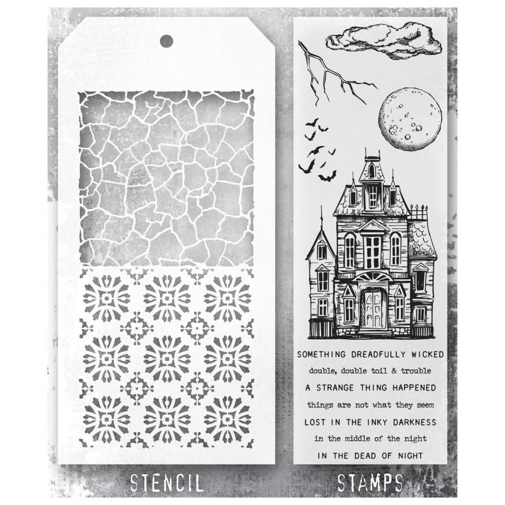 Stampers Anonymous Mixed Media Stamps & Stencil - Set #49, THMM149
