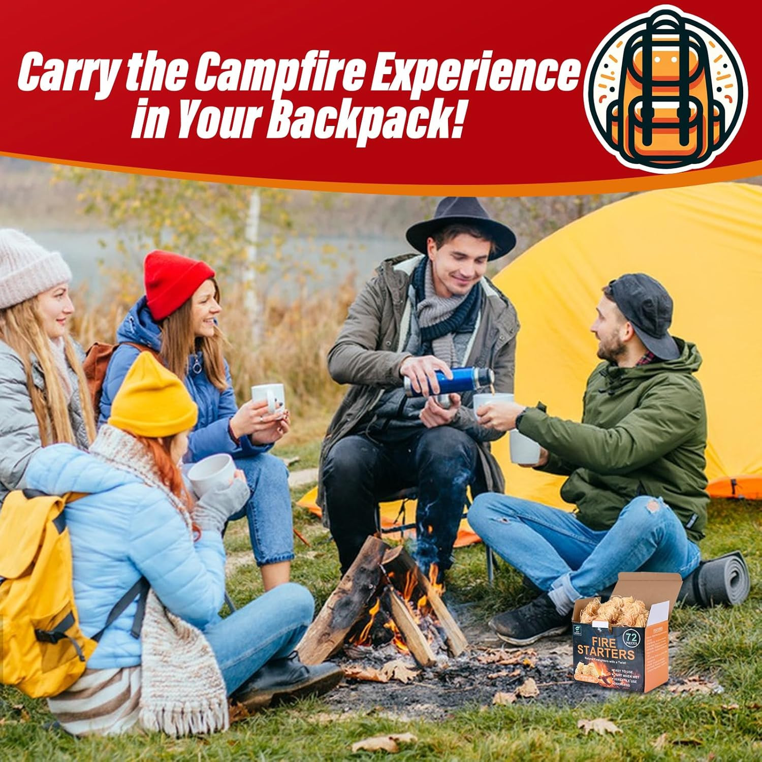 Natural Fire Starters for Grills: Premium Waterproof Quick Firestarters Sticks |