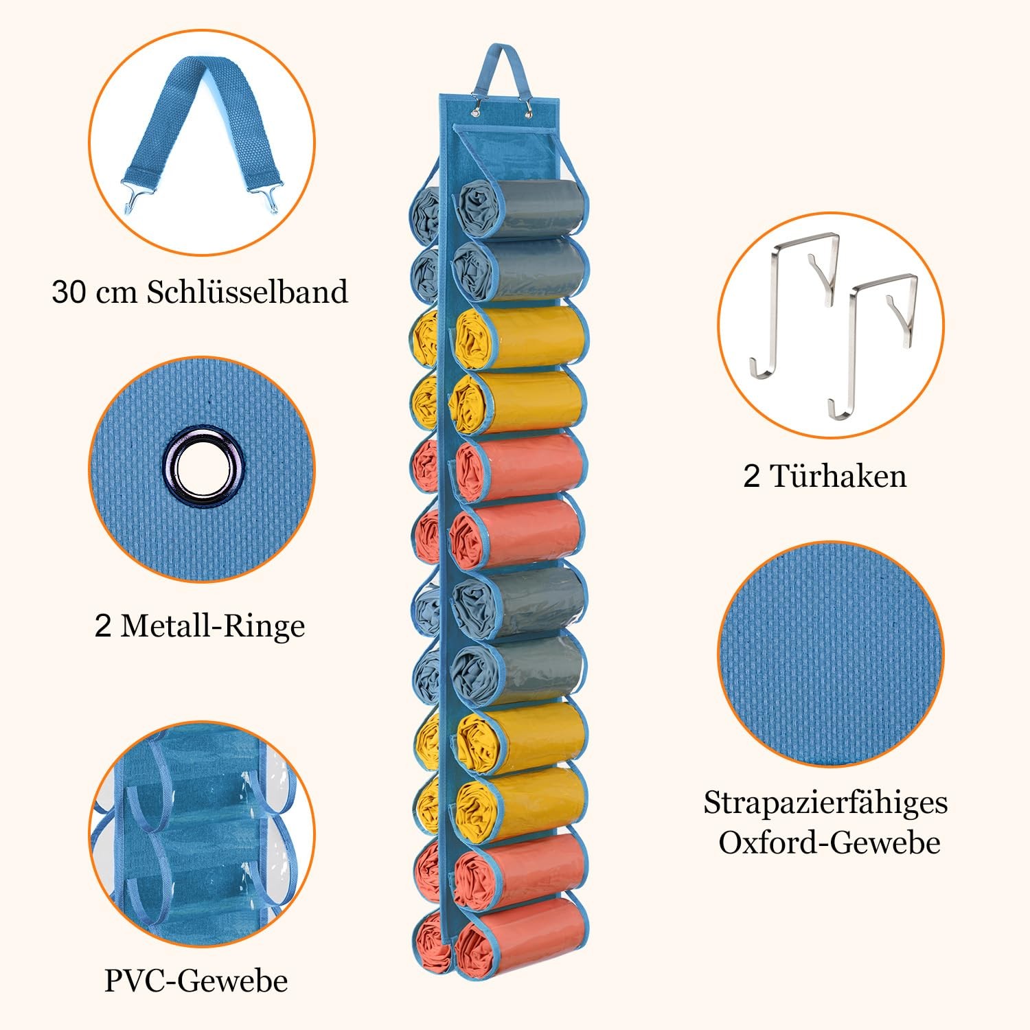 Hanging Yoga Legging Storage Organizer with 24 Pockets, Foldable Oxford Cloth...