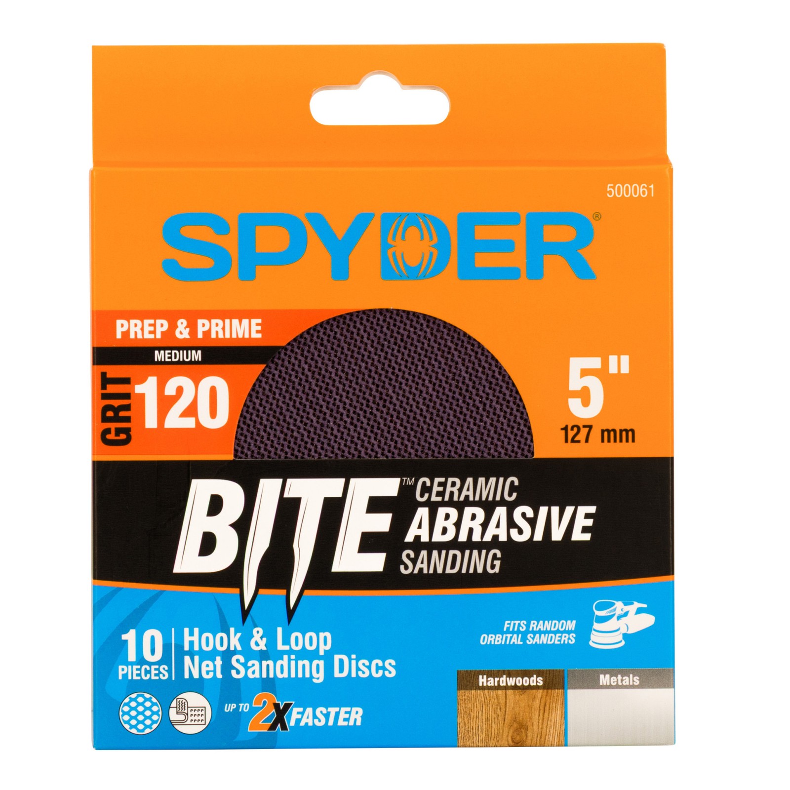 Spyder 5 in. 120 Grit Ceramic Net Hook and Loop Sanding Discs 10-Pack 500061