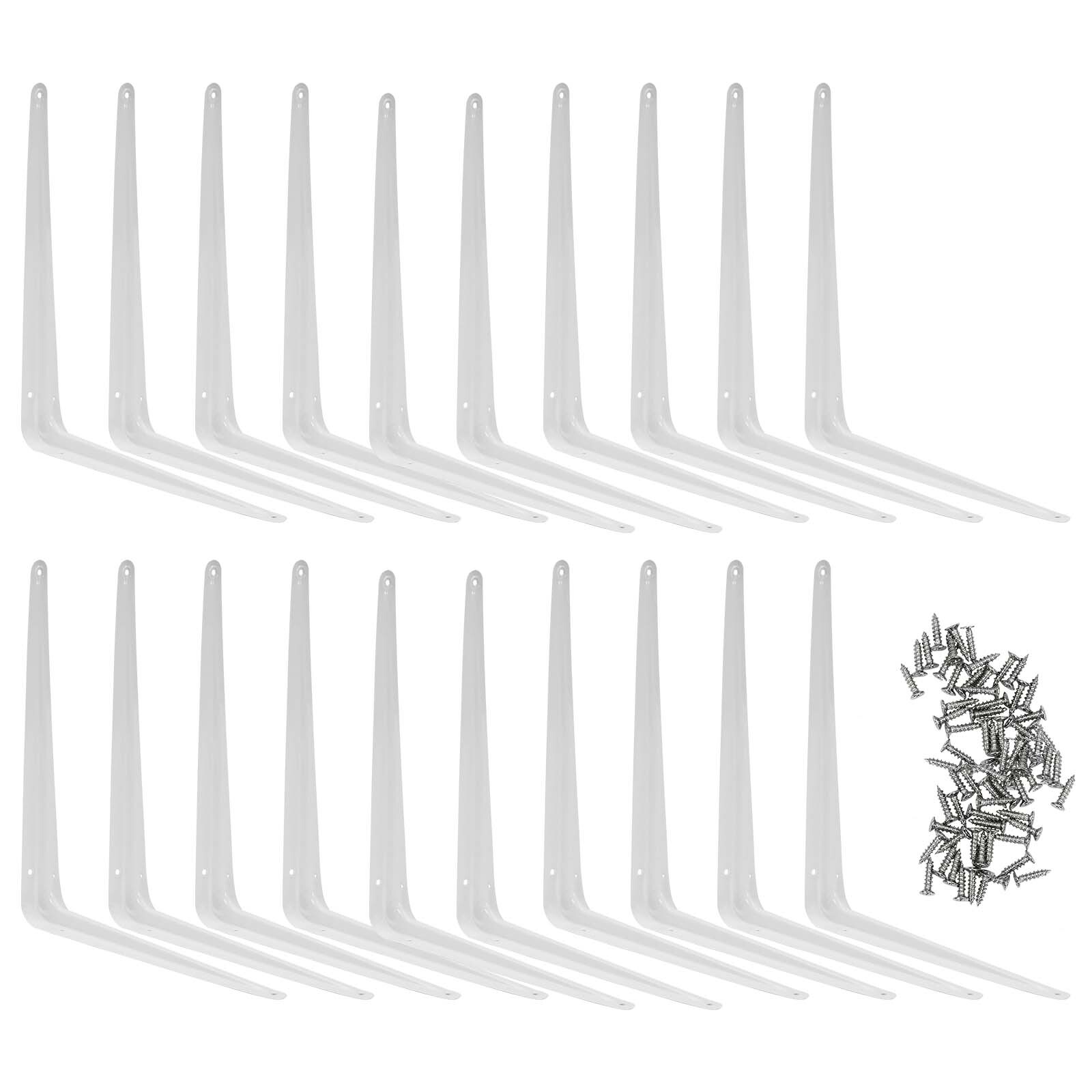 20 Pcs 8" X 10" Inch Utility Metal Wall Shelf Corner Bracket  White L Brace