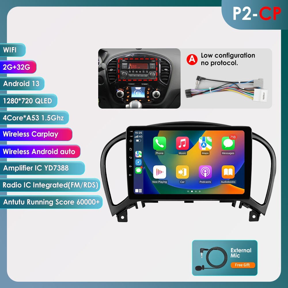 9" Touchscreen Android 13 CarPlay Car Stereo Radio GPS For Nissan Juke 2010-2014