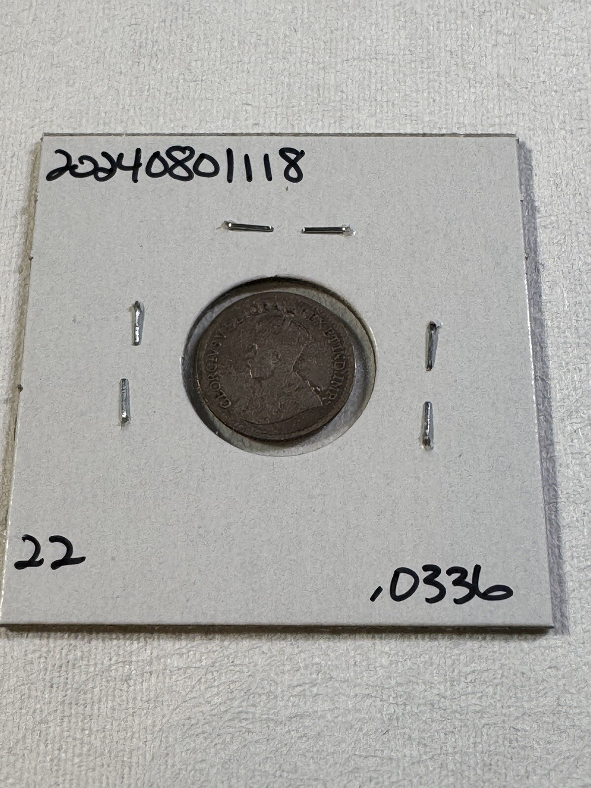 1918 Canada 5 Cents Small Silver Coin