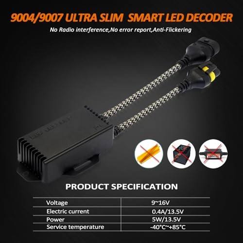 H13 9008 Canbus Decoder Kit for Anti-Flickering Headlight Compatibility