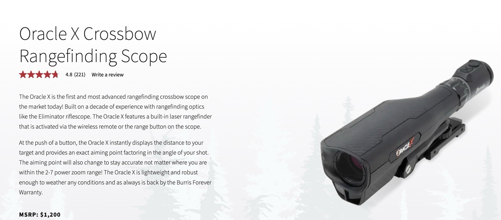 Burris Oracle X Digital Laser Rangefinding Crossbow Scope