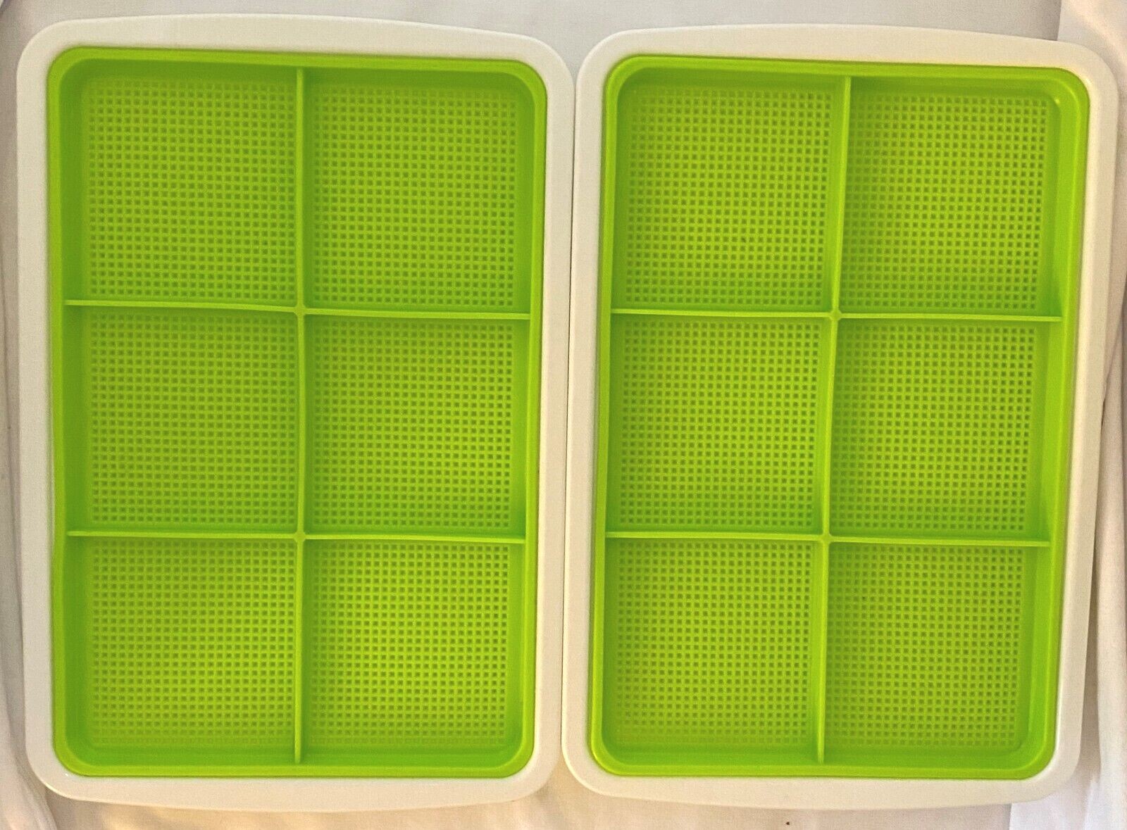 2 Pack Fruit & Vegetables Drain Trays Green/White 13" x 9"