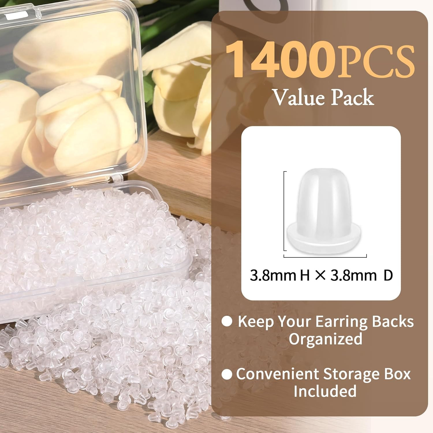 1400PCS Clear Silicone Earring Backs – Soft & Invisible Small clear