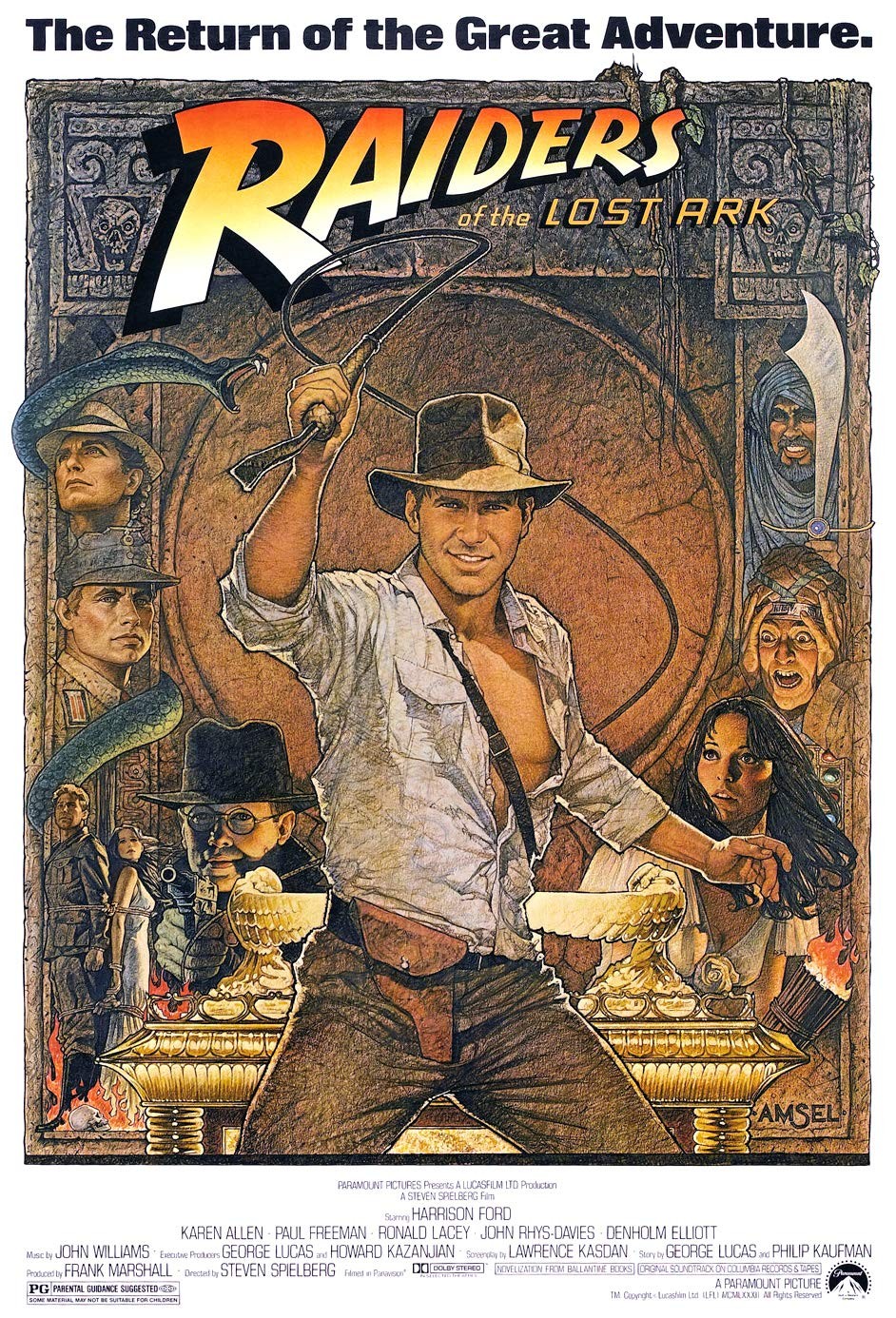 Indiana Jones - Raiders of The Lost Ark (1982) Classic 17"L x 11"W, brown