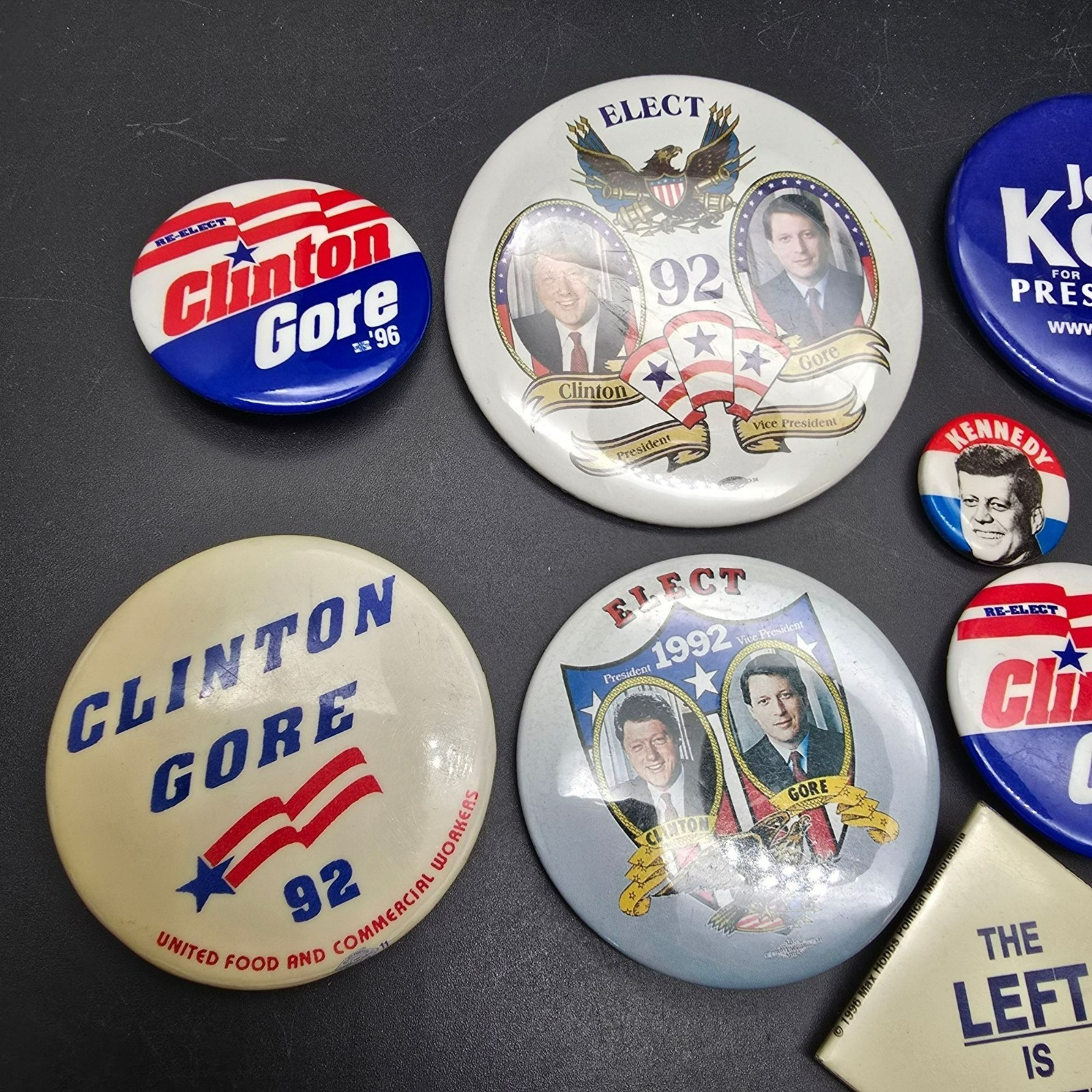 Vintage Political Campaign Button Lot Clinton Gore Kerry Kennedy Pinbacks JJ4199