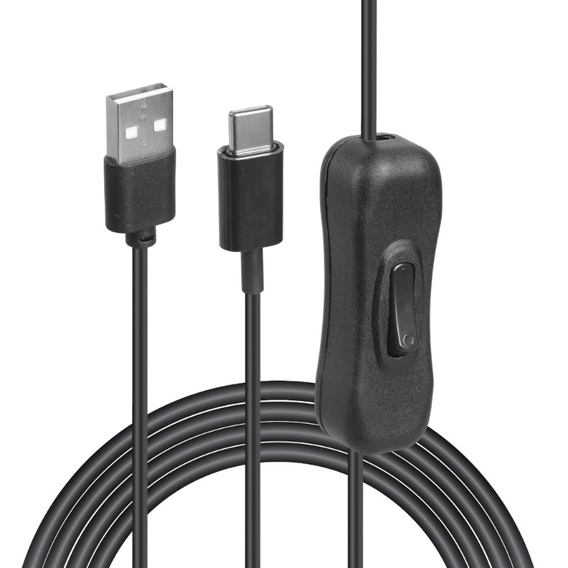 USB to Type C Power Adapter Cable with Switches Charging Cord for Home