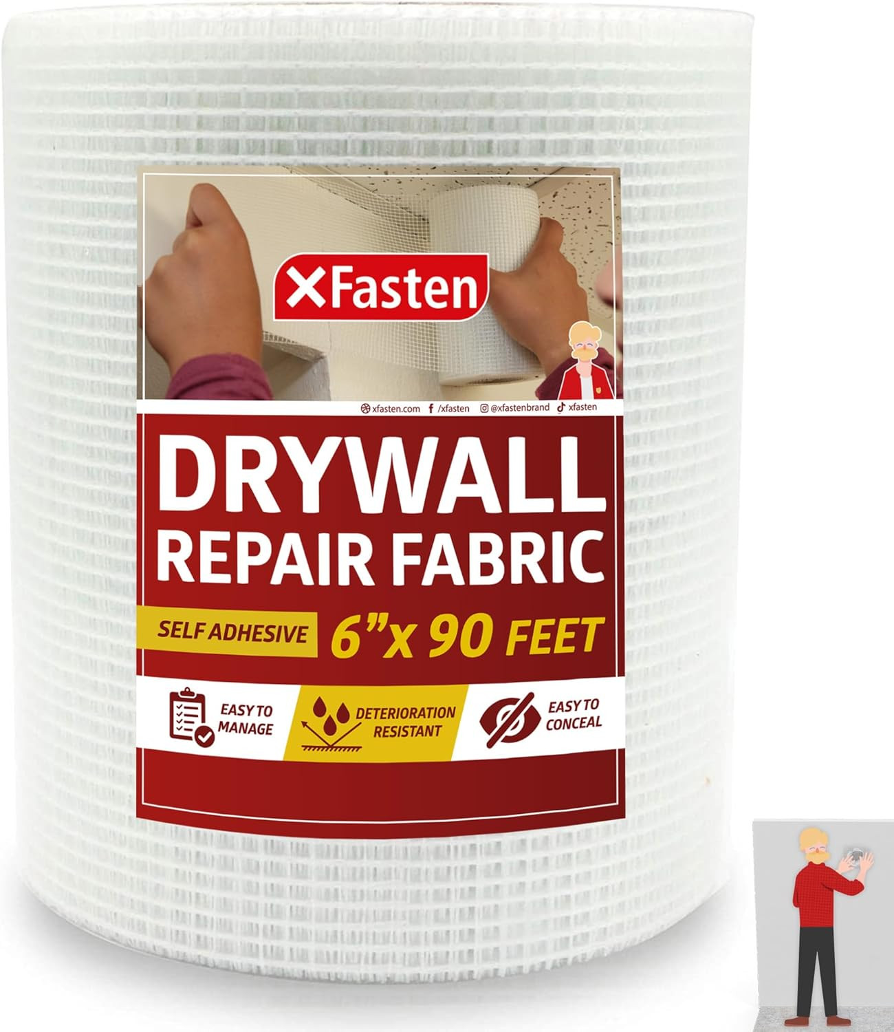 Drywall Repair Mesh Tape - 6-Inch X 90-Foot Mesh Tape for Drywall Repair, Fiberg
