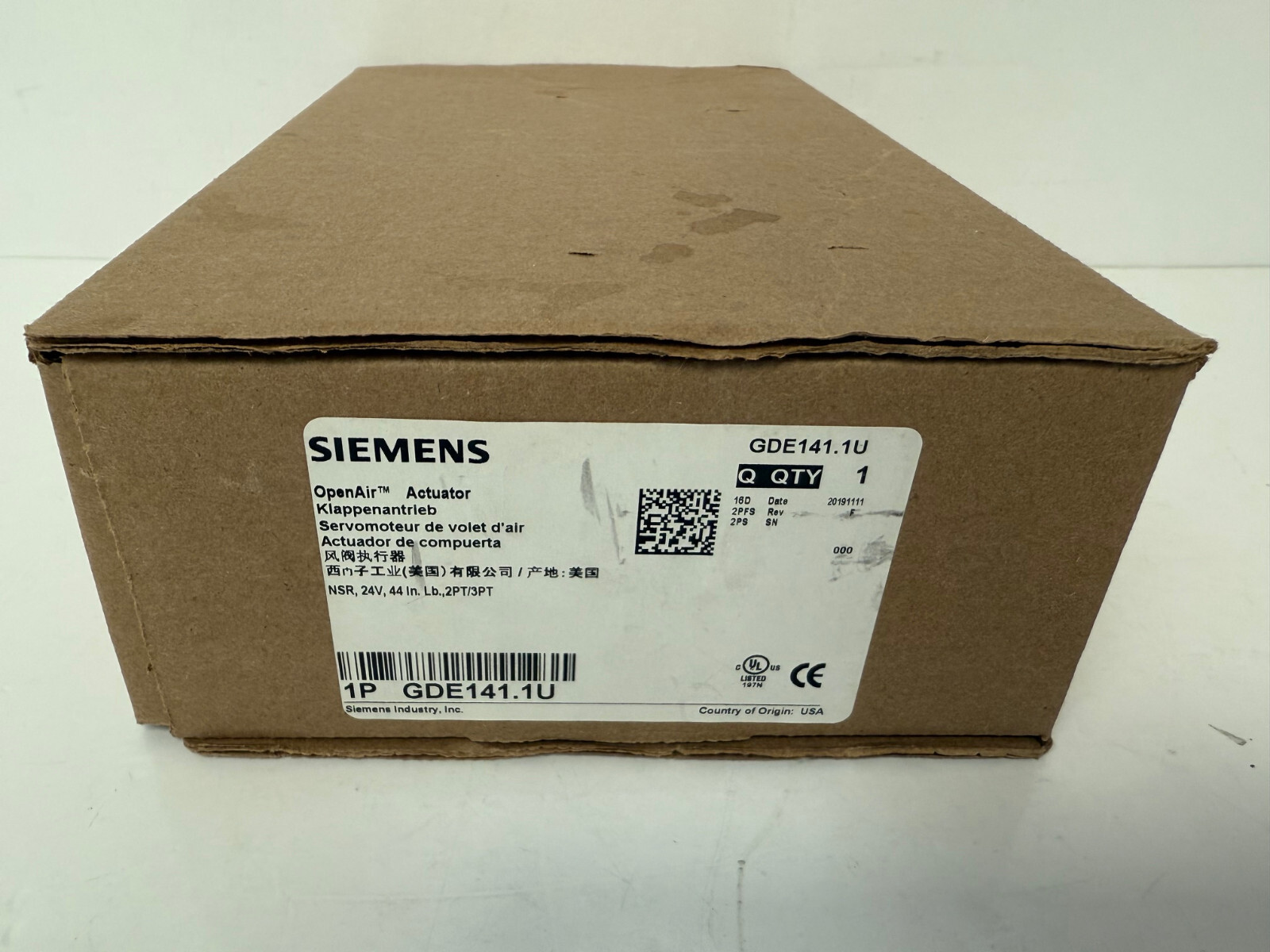 SIEMENS GDE141.1U OPENAIR ELECTRONIC DAMPER ACTUATOR NEW OPEN BOX