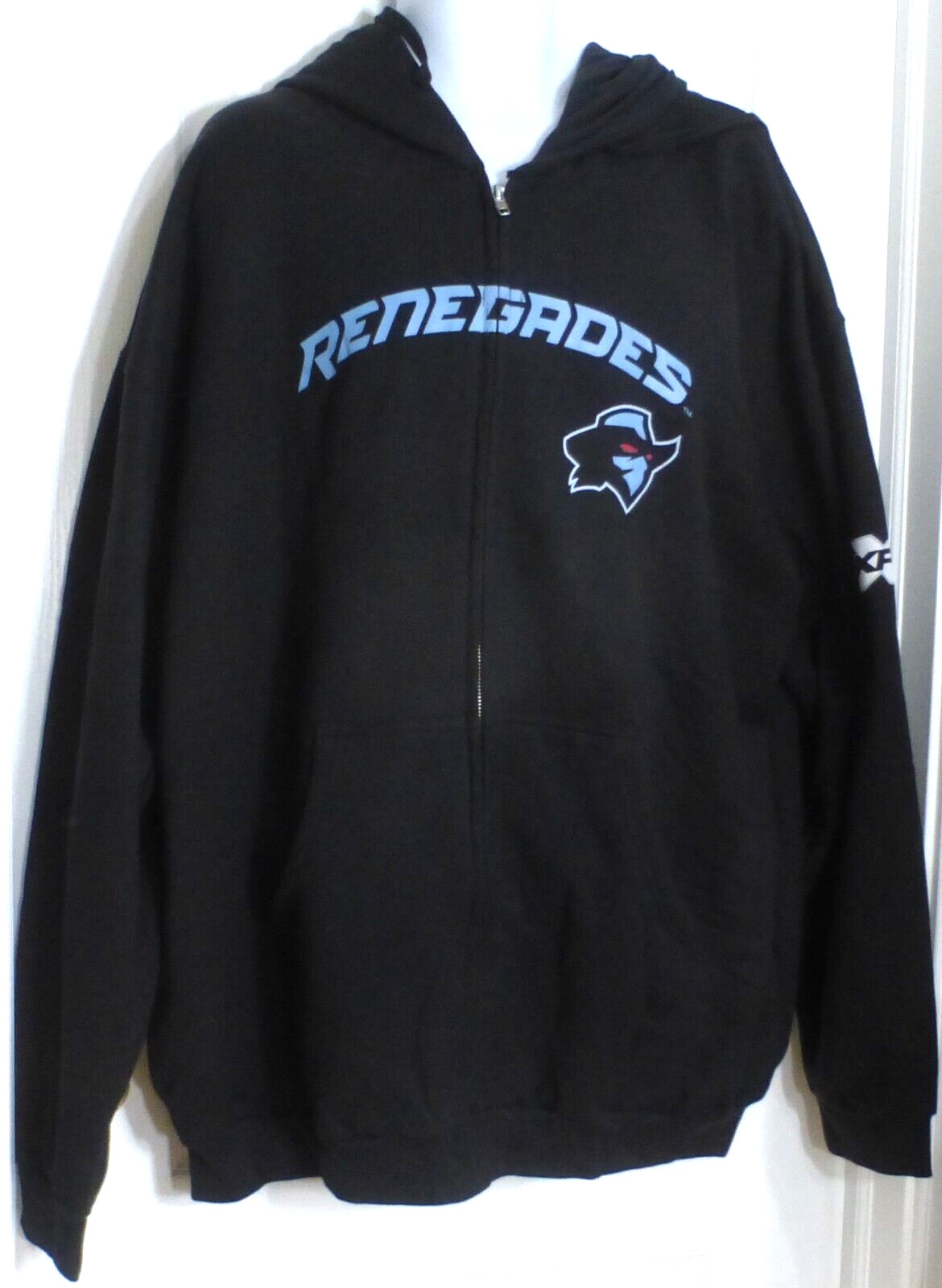 RENEGADES Football Men's Full-Zip Sweatshirt Hoodie, XFL, Black, Size 2X, NWT
