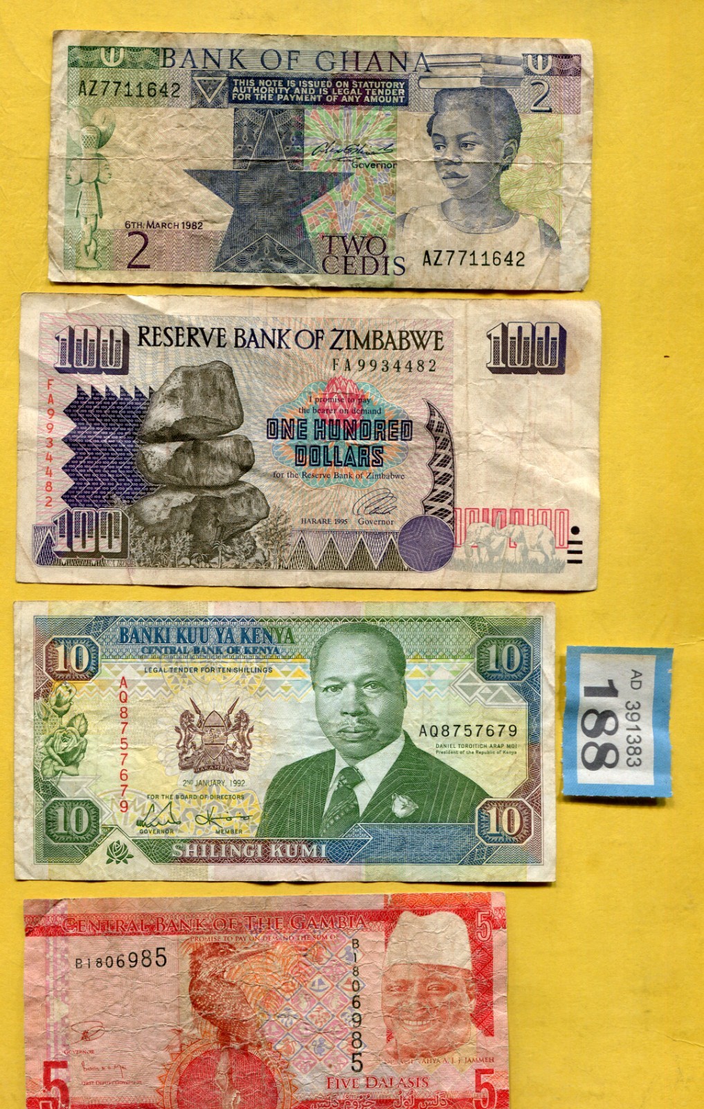 4  banknotes of     African  Countries