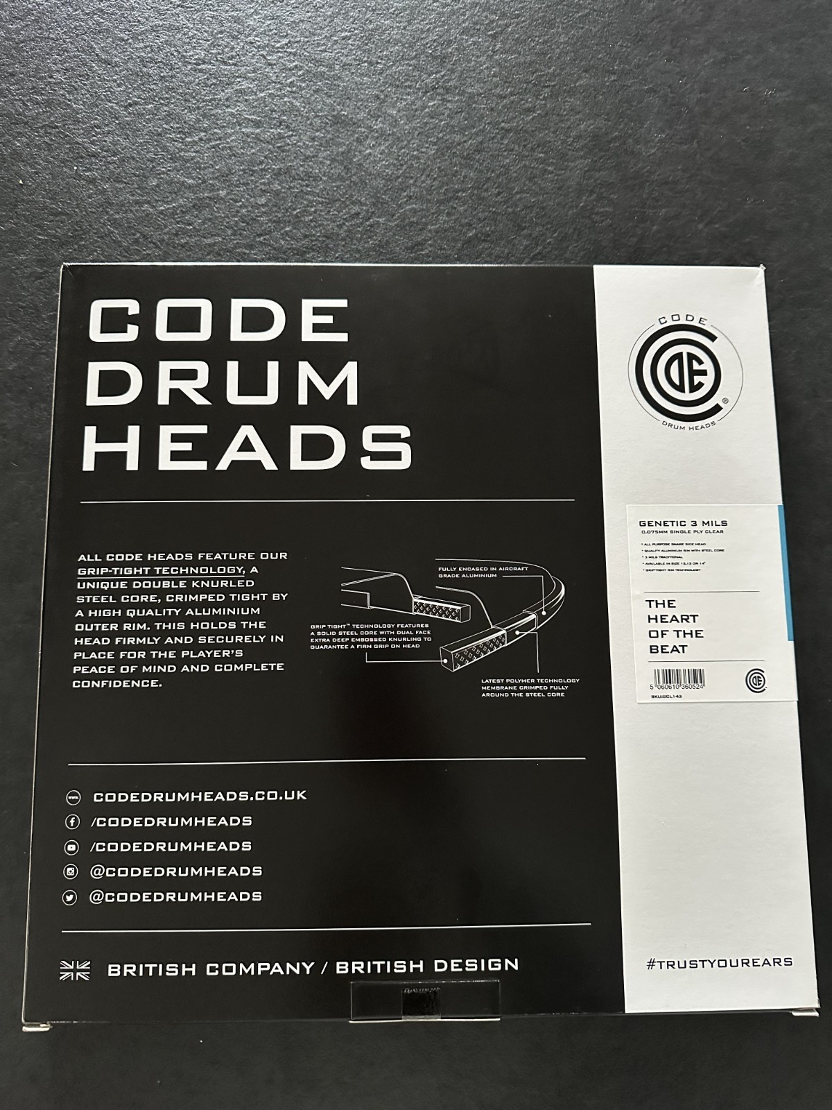 CODE 14" Genetic 3 Mil Snare Side Drum Head