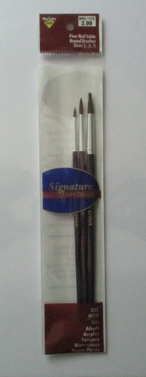Nicole Classic 3 Piece Brush Set 1172 Fine Red Sable Round Brushes 1 3 5