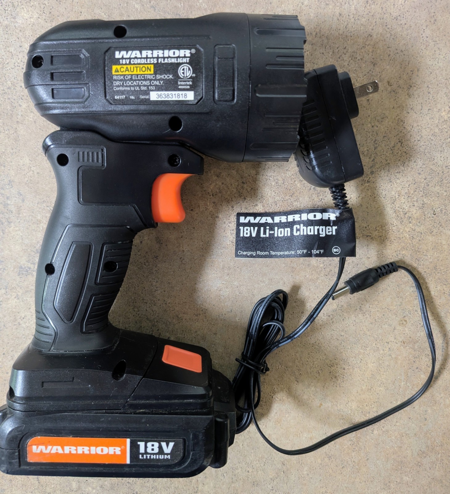 Warrior 18V Cordless Flashlight Work Light 9 LED Spotlight Item 64117 Bare Tool