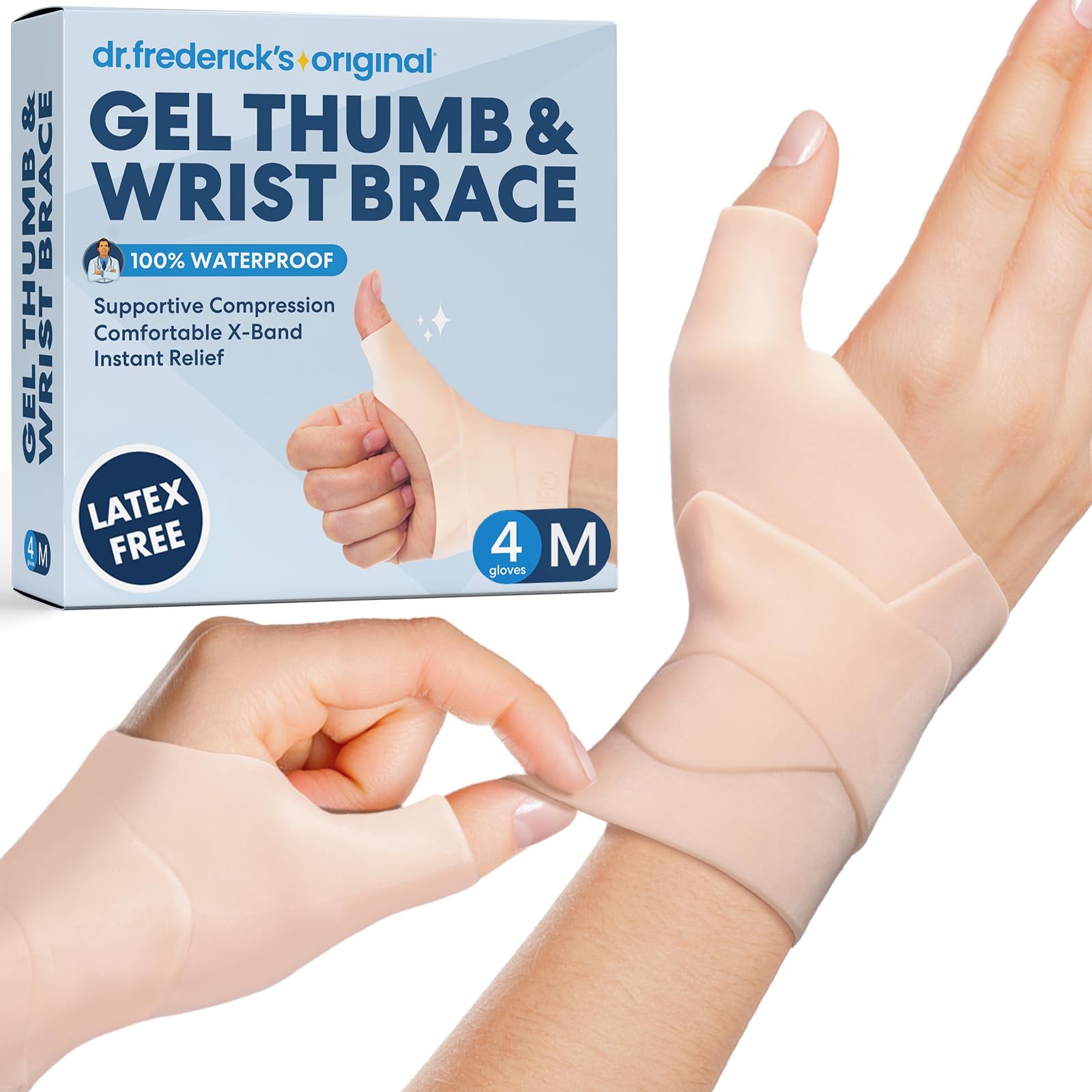 Dr. Frederick's Original Waterproof Thumb & Wrist Medium (Pack of 4), Nude