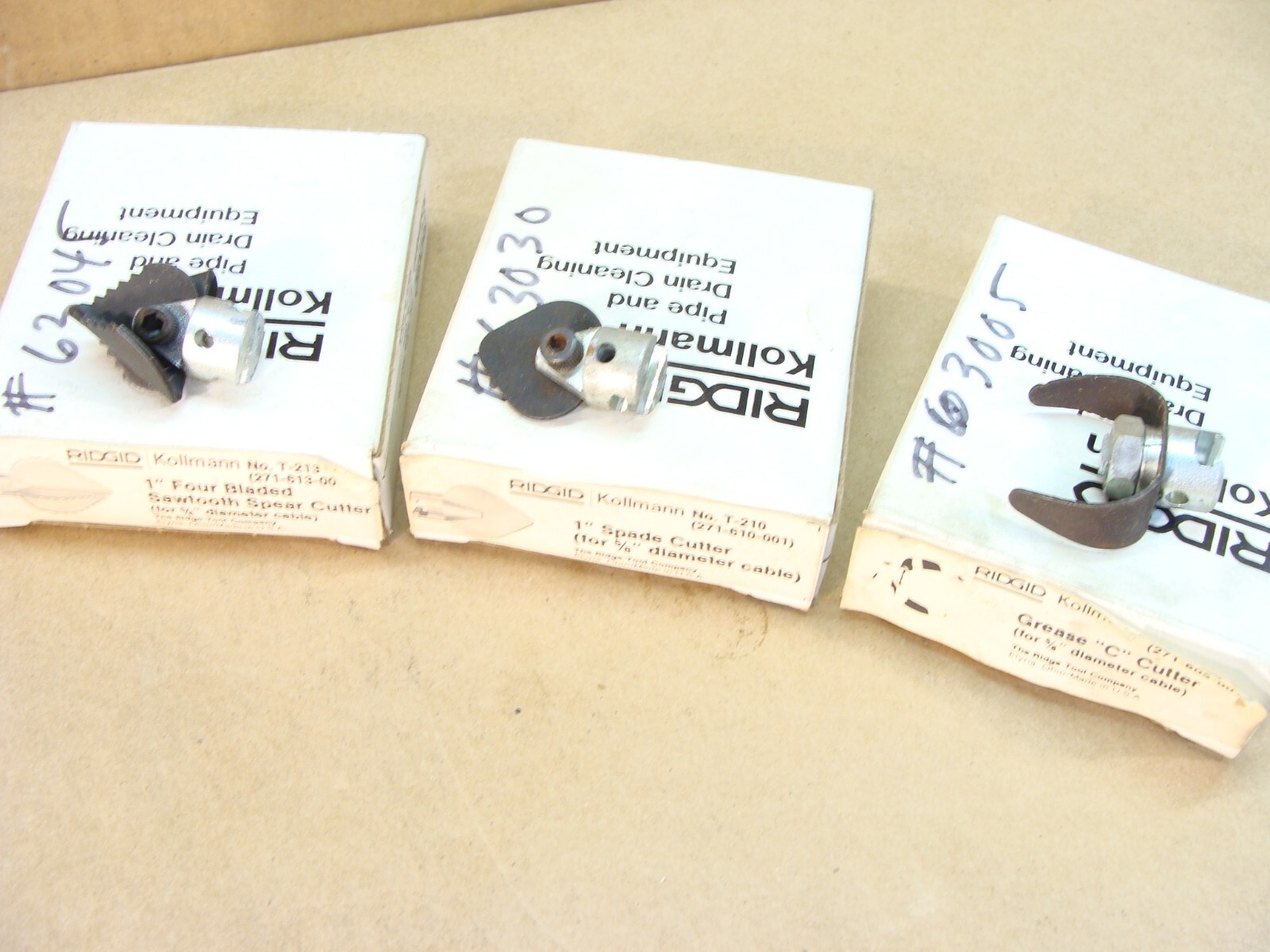 NEW lot of 3 RIDGID KOLLMANN cutters for 5/8 cable T-213 spear T-210 spade T-205