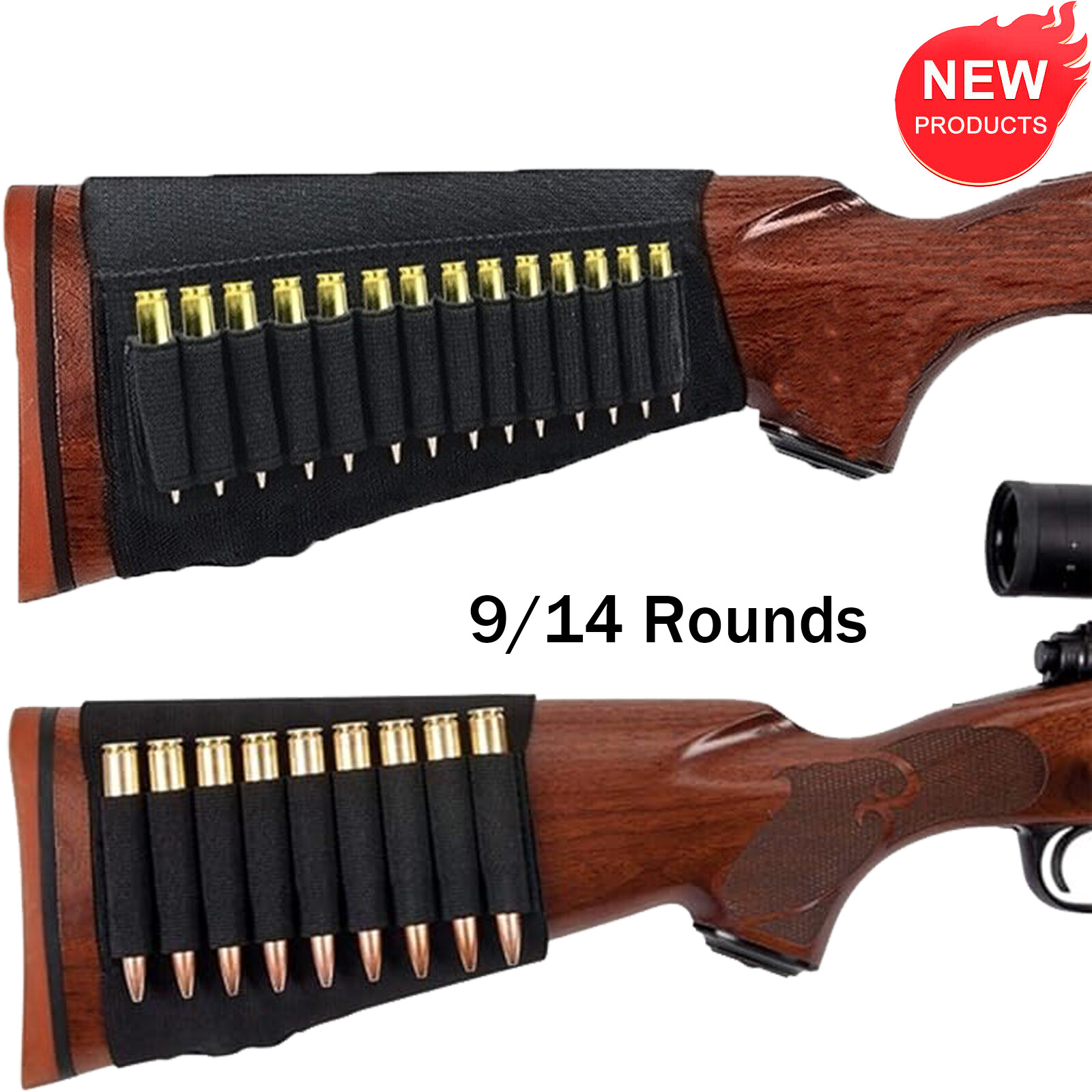 Ammo Holder Cartridge Rifle Shell Elastic Buttstock Shell Holder Black for Rifle