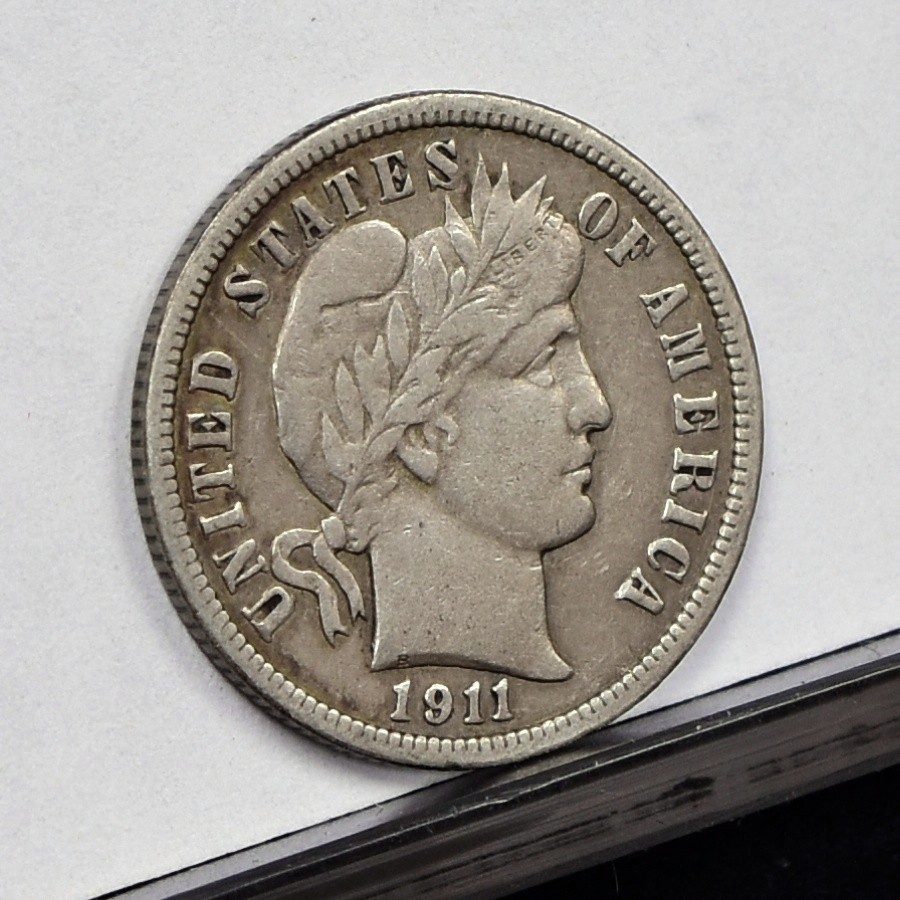 1911-D Barber Dime - VF Details, Cleaned (#61621-L)