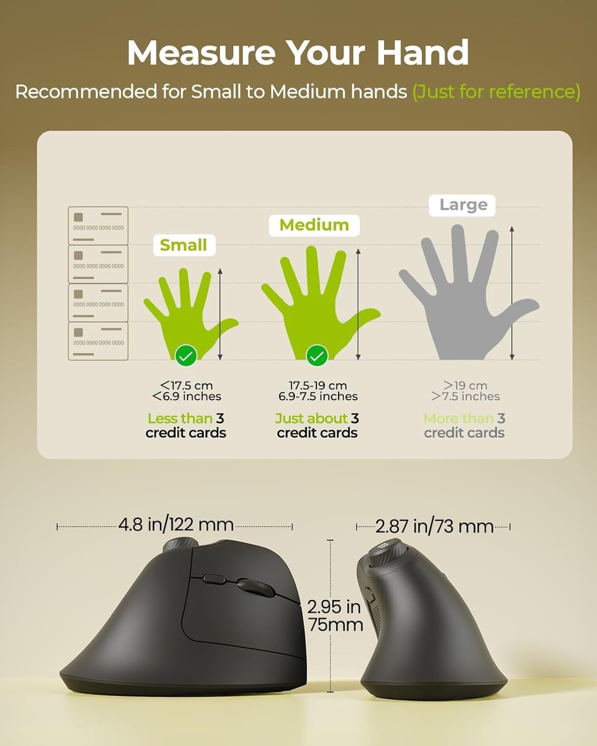 Ergonomic Mouse Wireless, MOU-302 Bluetooth Vertical Mouse Rechargeable, Volu...