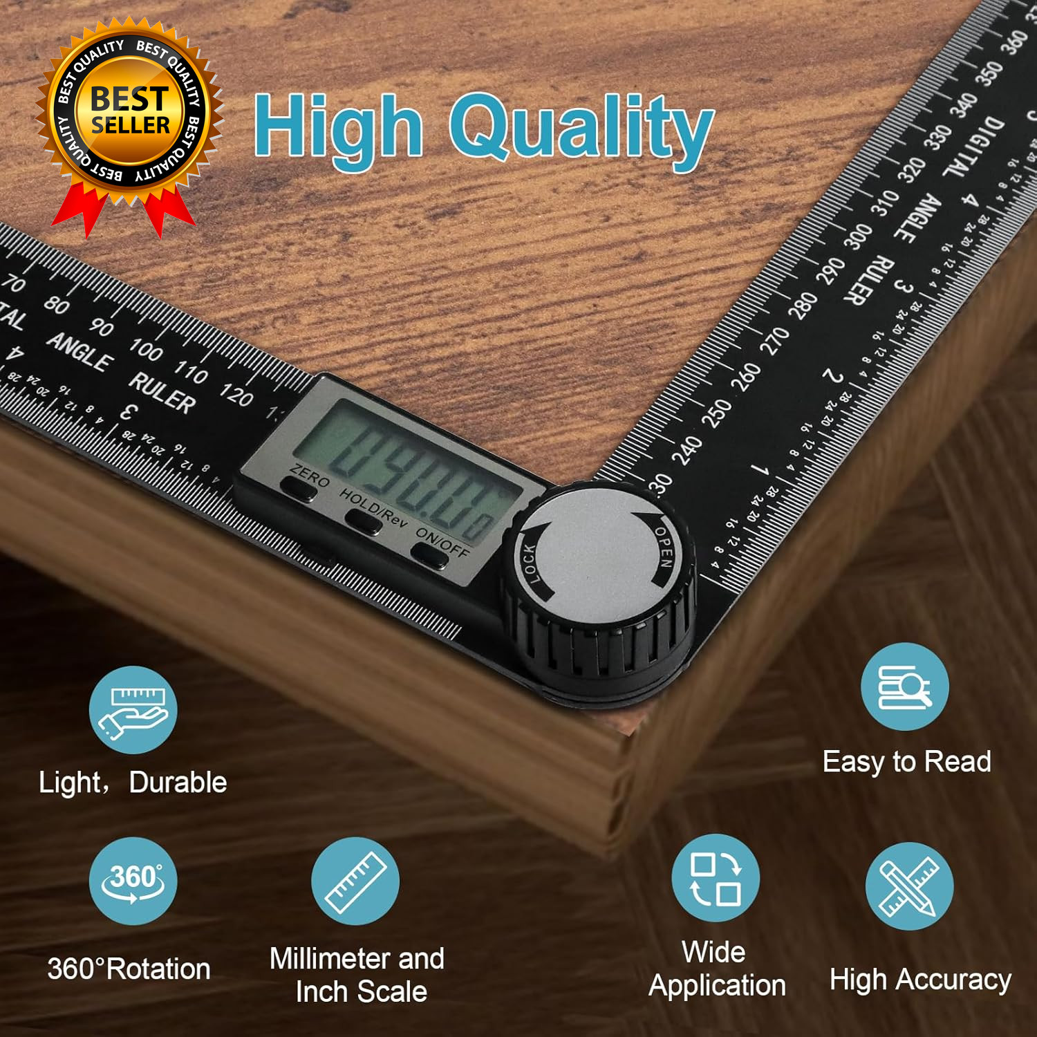 Third Generation Protractor Angle Finder Digital Angle Ruler with 7Inch/200Mm