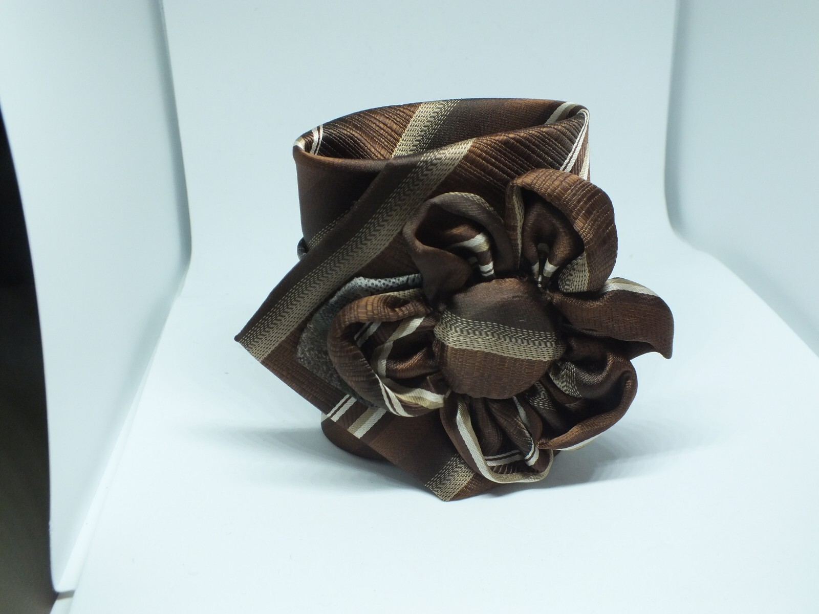 Upcycled Repurposed BOHO Bracelets From Tie Flower Snap Closure One of a Kind