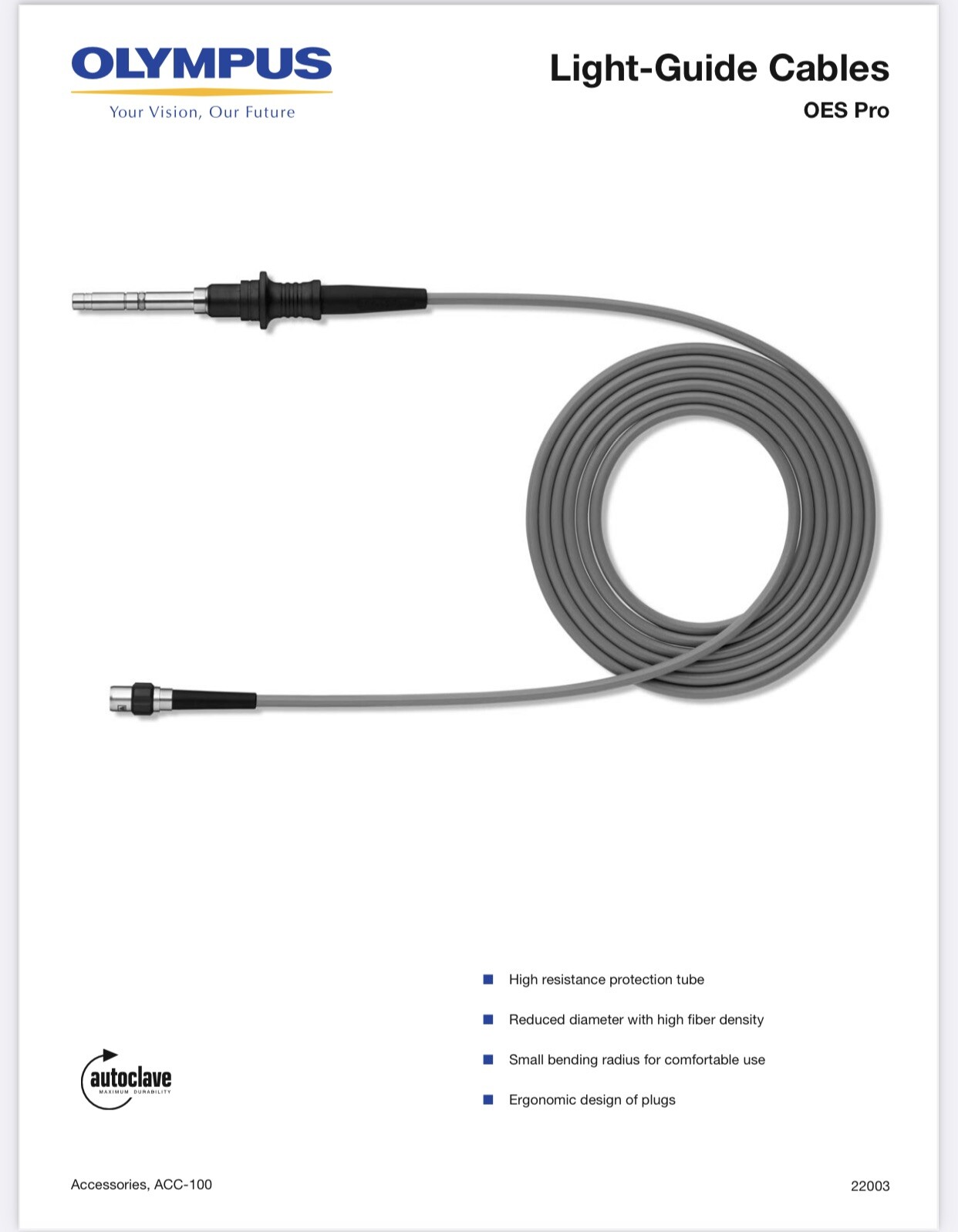 Olympus WA03300A Light Guide Cable - Small 2.8mm. All Sizes Available.