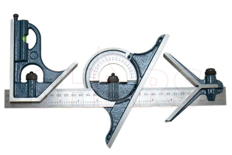 12"  4 pc E/M Combination Square Sets Protractor w/ 12" 4R Graduation Blade P}