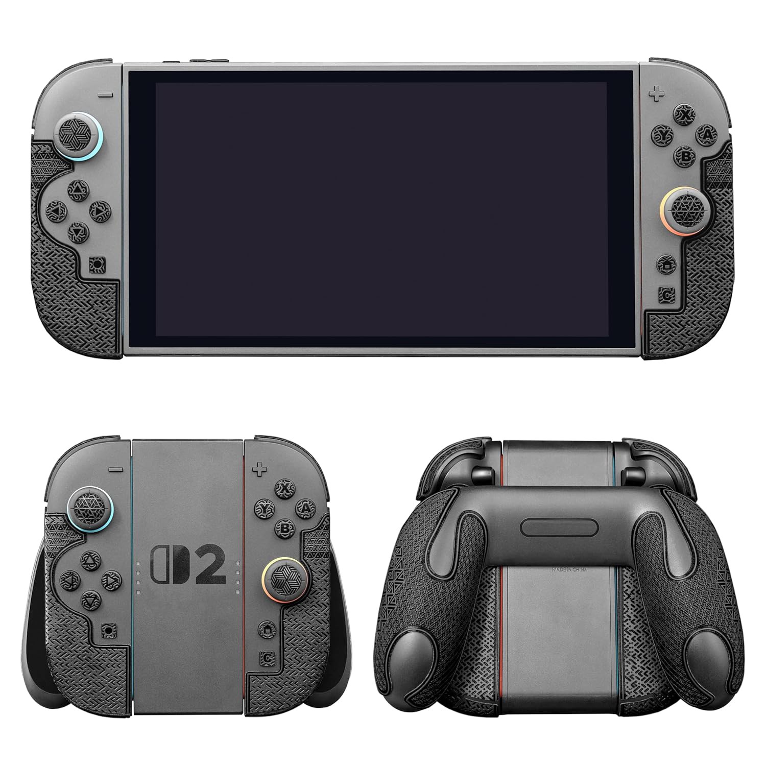 Controller Grip Kit for Switch 2 with Textured Skin Anti-Skid Handle Grips