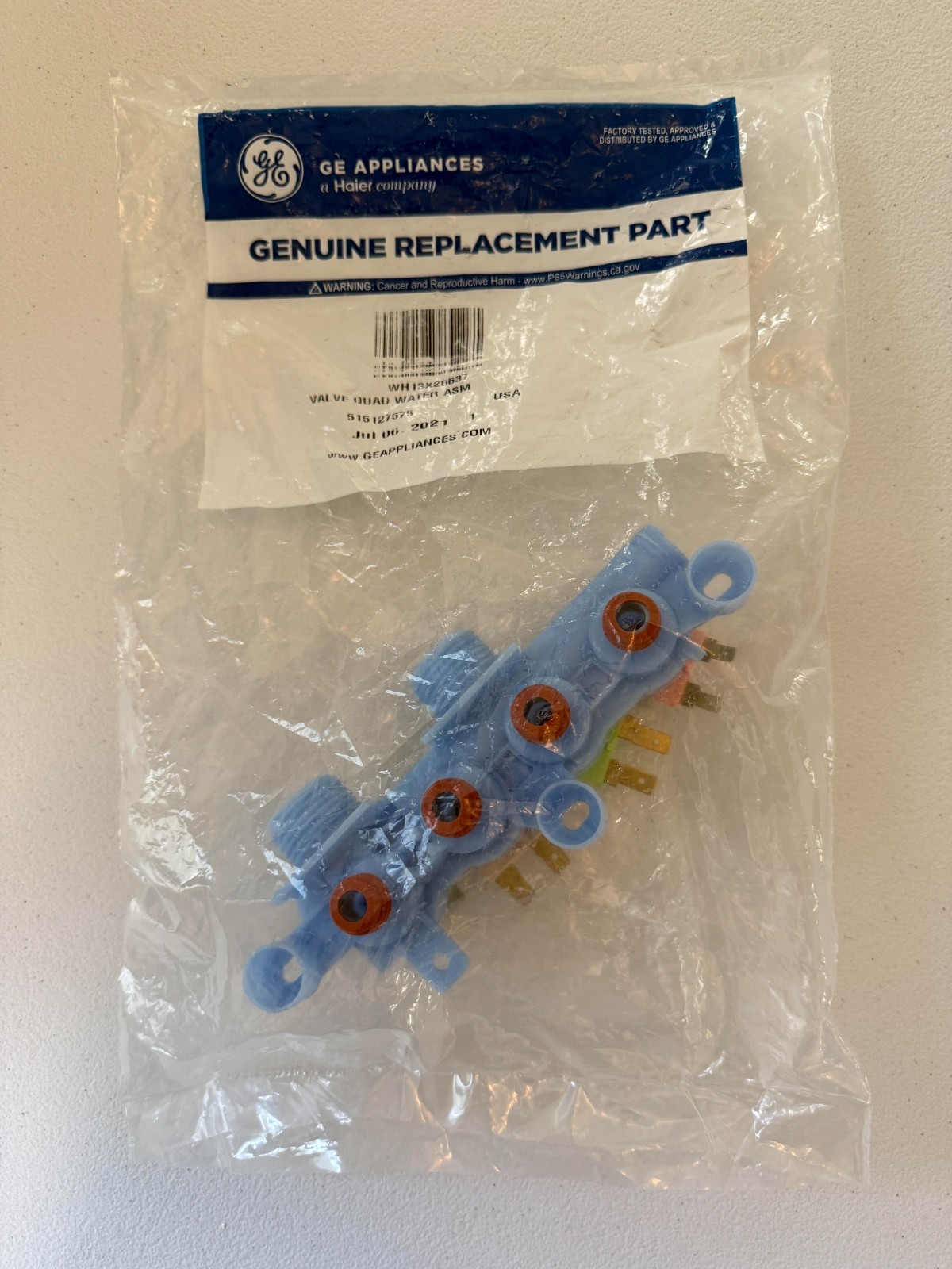 OEM GE WH13X26637 Washer Water Inlet Valve New Sealed 2021 Genuine