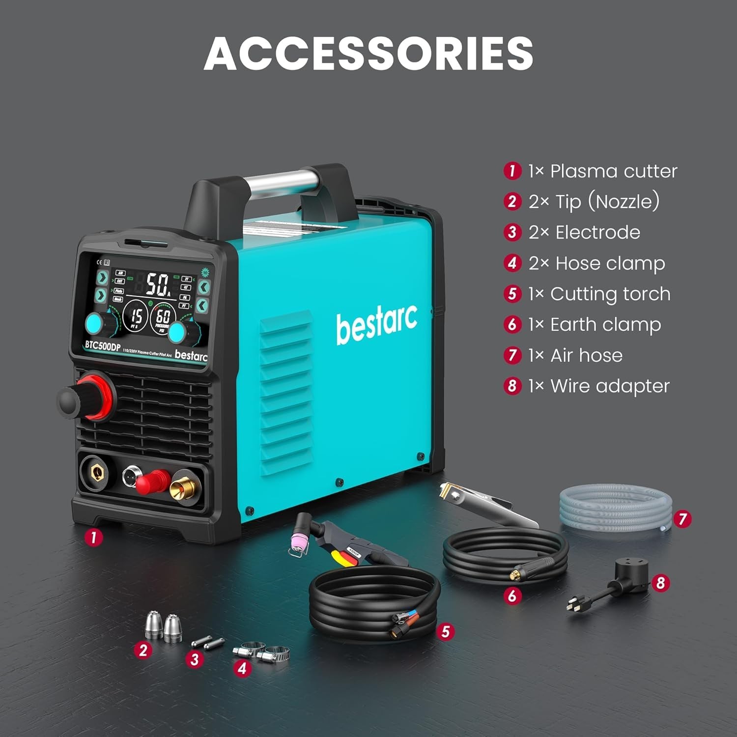 Plasma Cutter, [Pilot Arc][Large LED Display][Air Sensor]50A bestarc Plasma