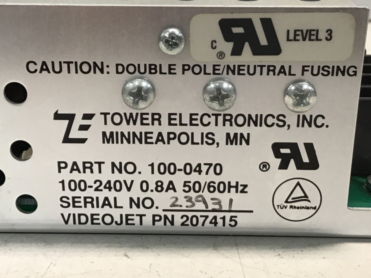 TOWER ELECTRONICS Power Source 100-0470 Used #120355