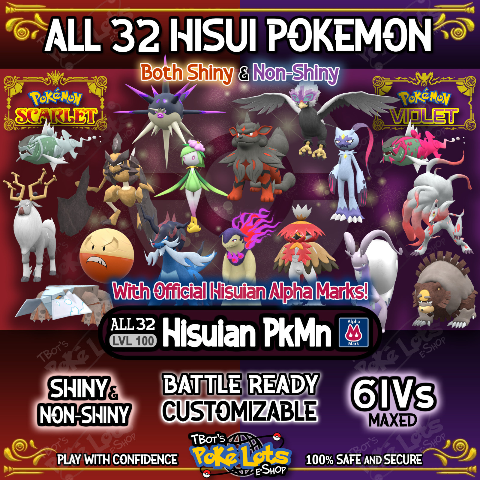 ALL 32 Hisuian Pokemon💥Battle Ready💥 Shiny 6IV Scarlet Violet 🌎USA Seller🌎