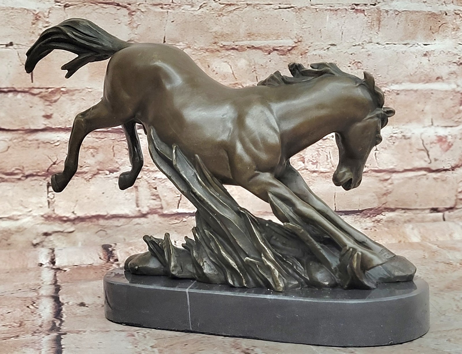 Intricate Detailing: Fisher`s Signed Original Bronze Horse Sculpture Figure