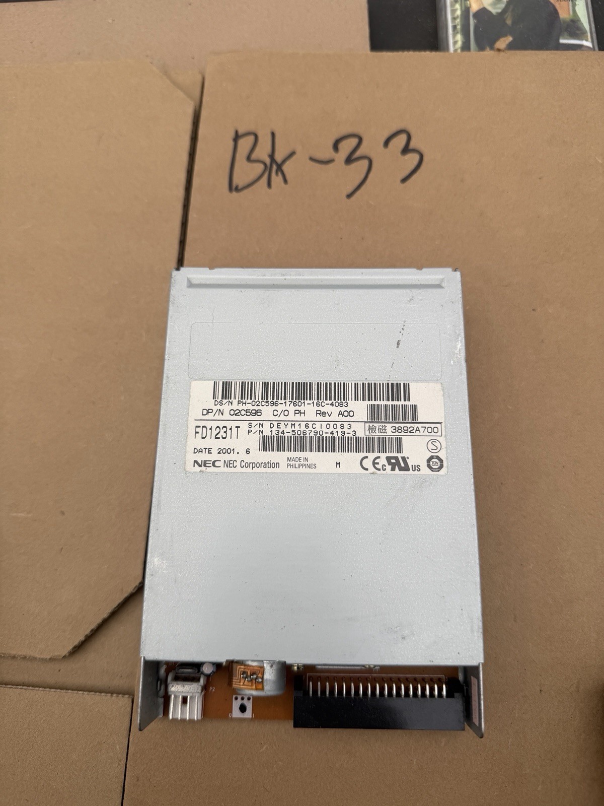 NEC FD1231T 3.5" Floppy Disk Drive Internal 34-Pin -Untested [As-Is]