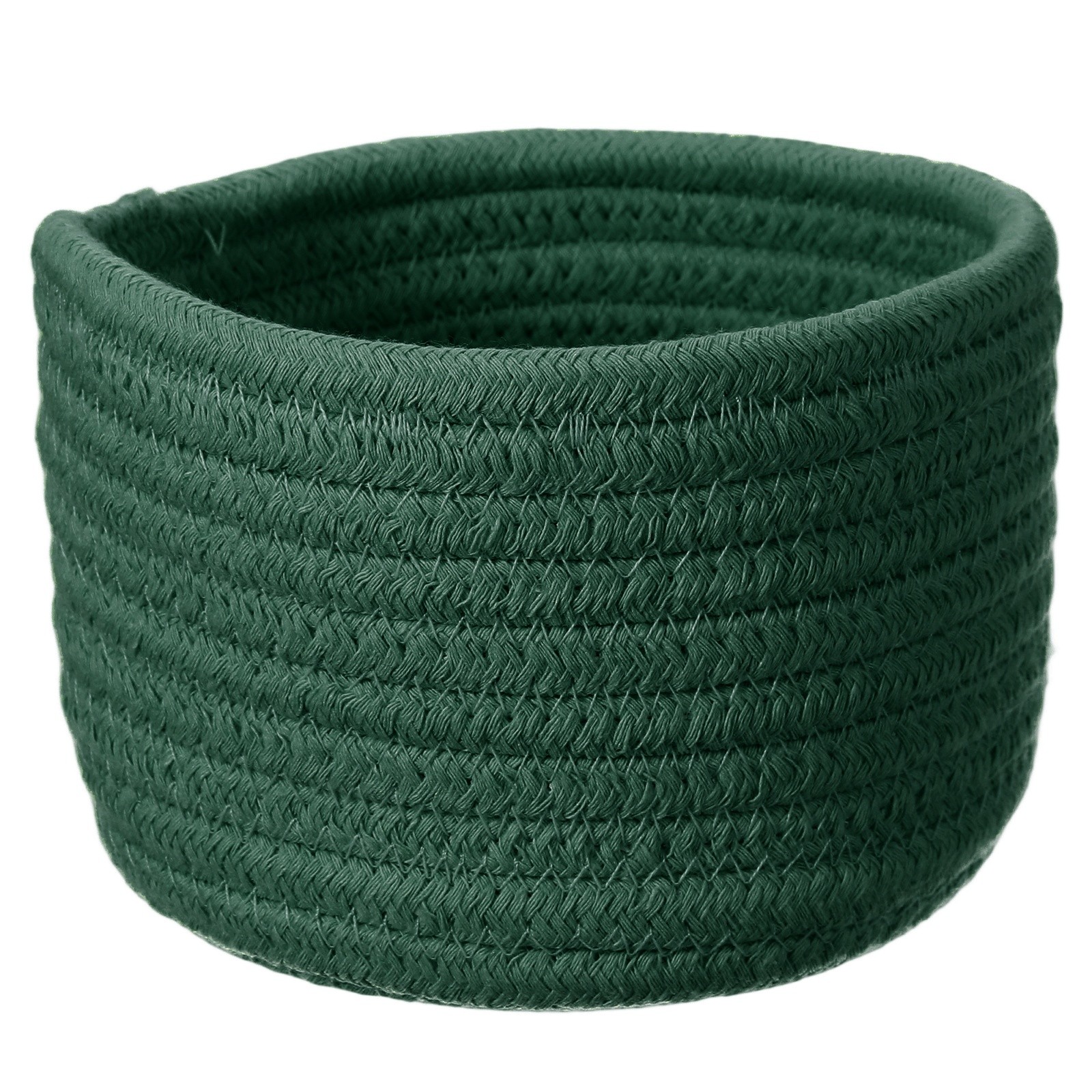 Green Small Cotton Rope Woven Storage Basket Round 5.6x3.6",