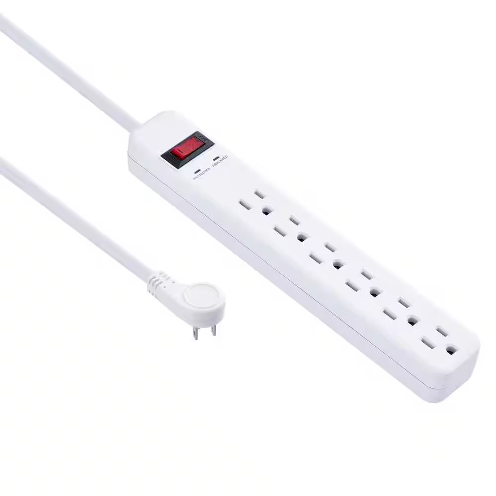 3 Ft. 6-Outlet Power Strip Surge Protector, White (4-Pack)