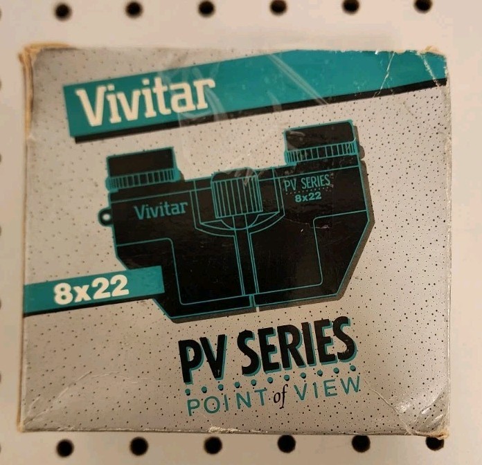 Vivitar PV Series 8x22 Compact Binoculars Point Of View Grey Case Box