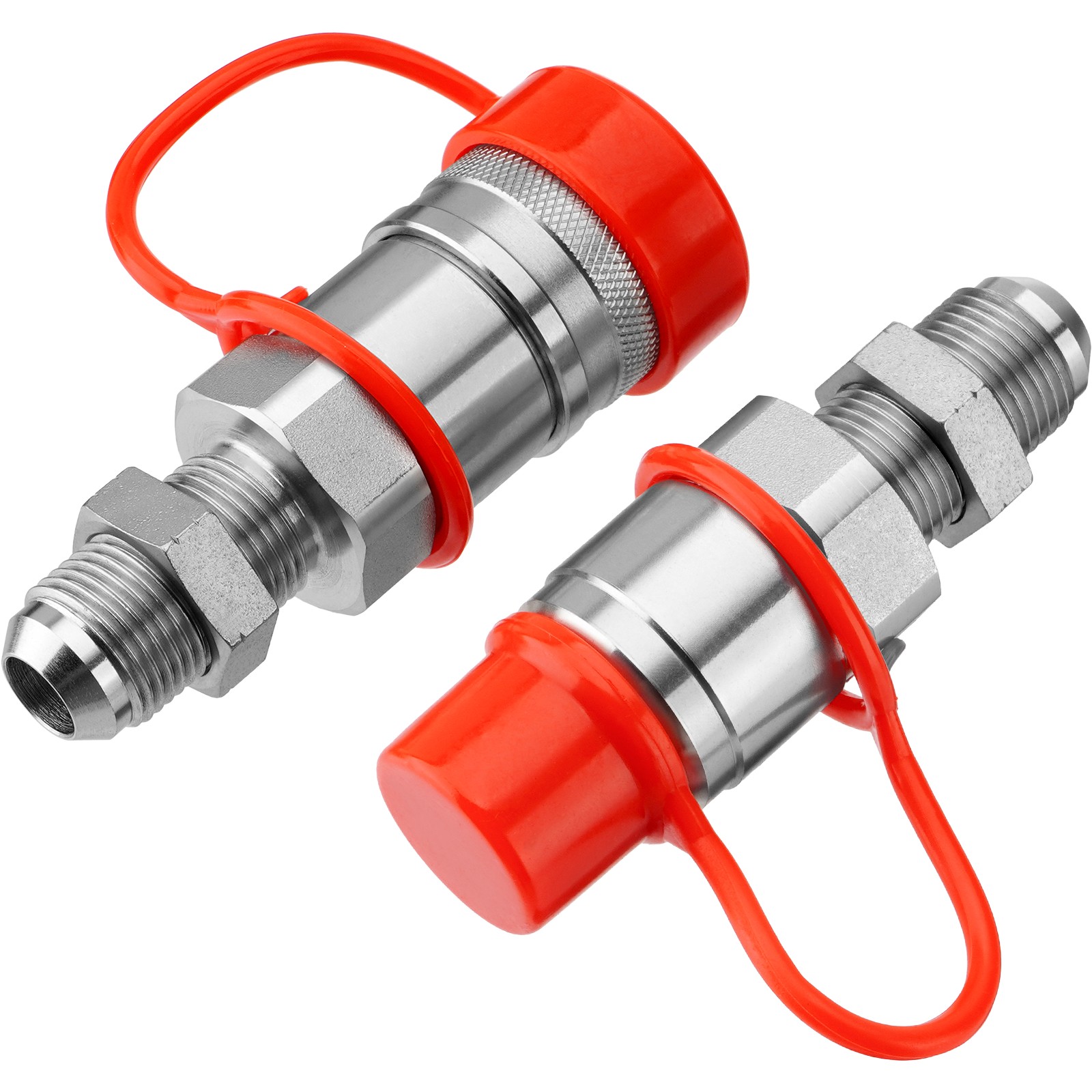 Flat Face Skid Steer 1/2" Body x 5/8" JIC Bulkhead Thread Hydraulic Coupling Set